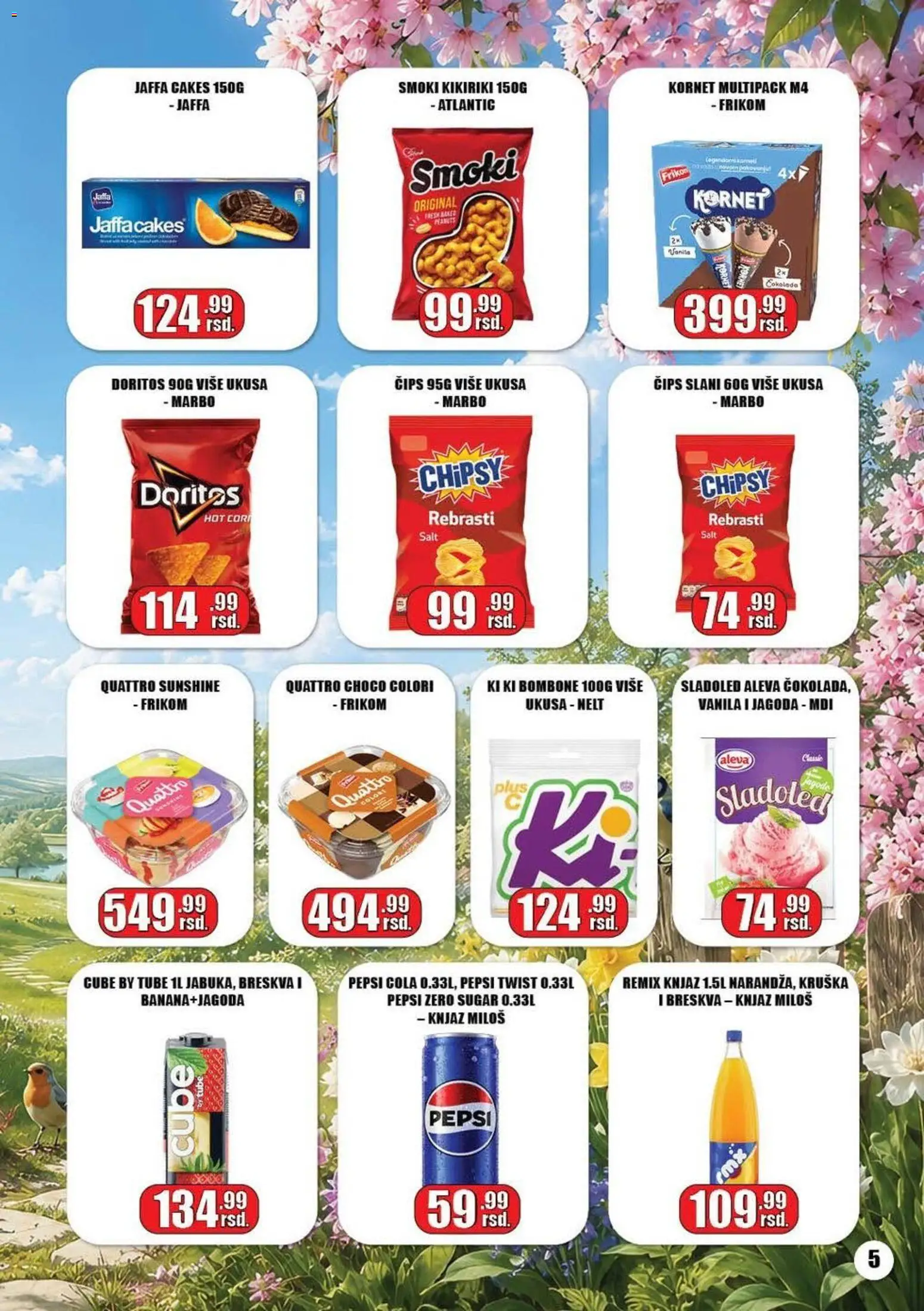 Gala MARKET katalog - važi od 05.06.2026 | Strana: 5 | Proizvode: Sladoled, Doritos, Breskva, Pepsi