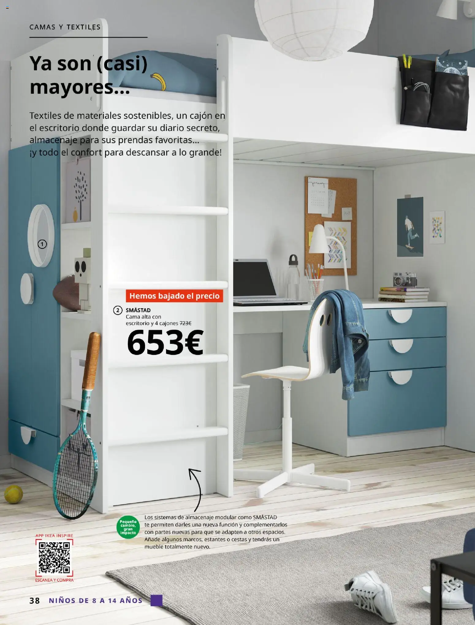 Catálogo IKEA  y los niños  │ válido desde el 06.03.2026 | Página: 38 | Productos: Té, Cama, Almacenaje