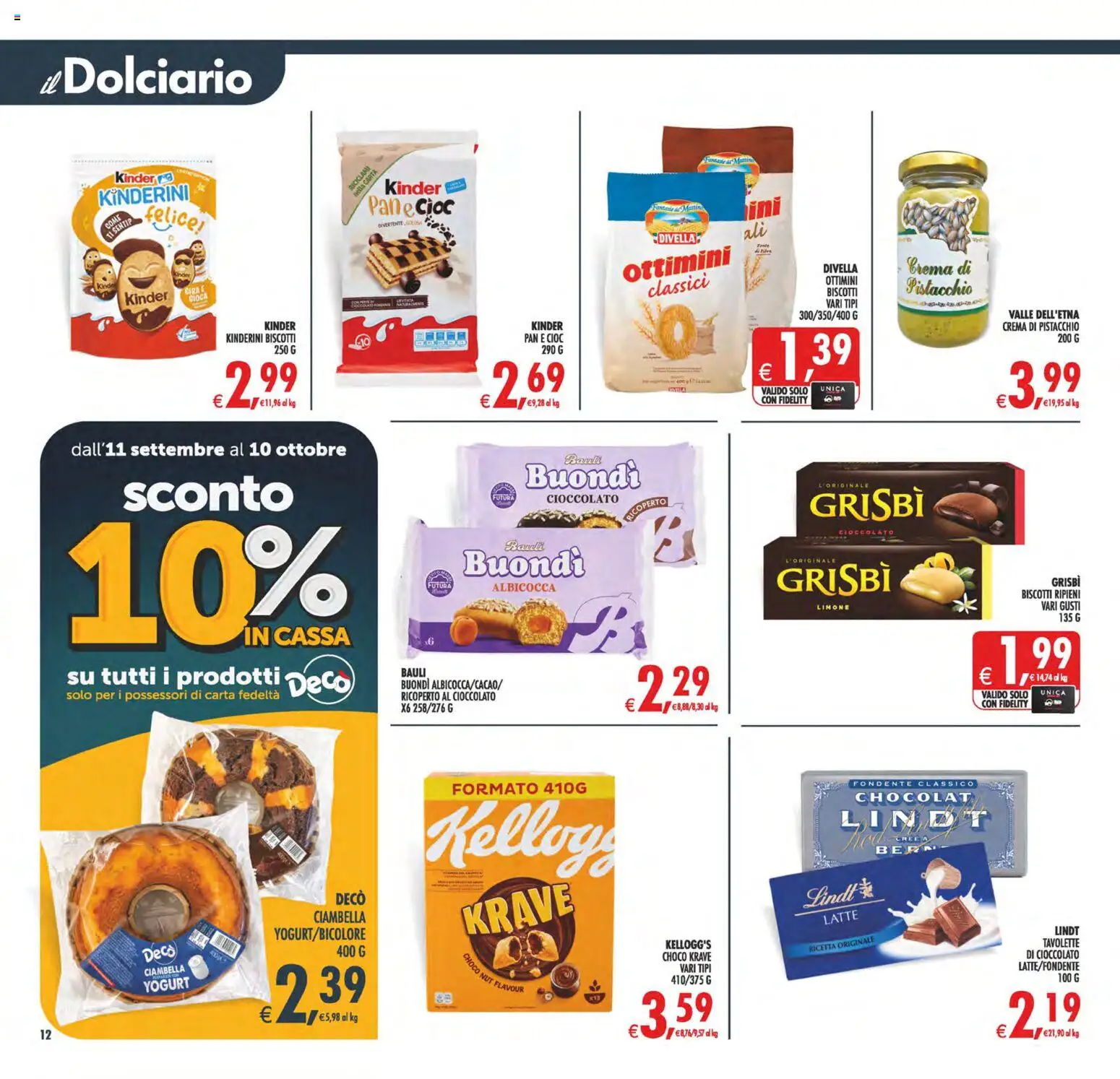 Volantino Decò del 22/09/2026 | Pagina: 12 | Prodotti: Crema, Yogurt, Cioccolato, Biscotti