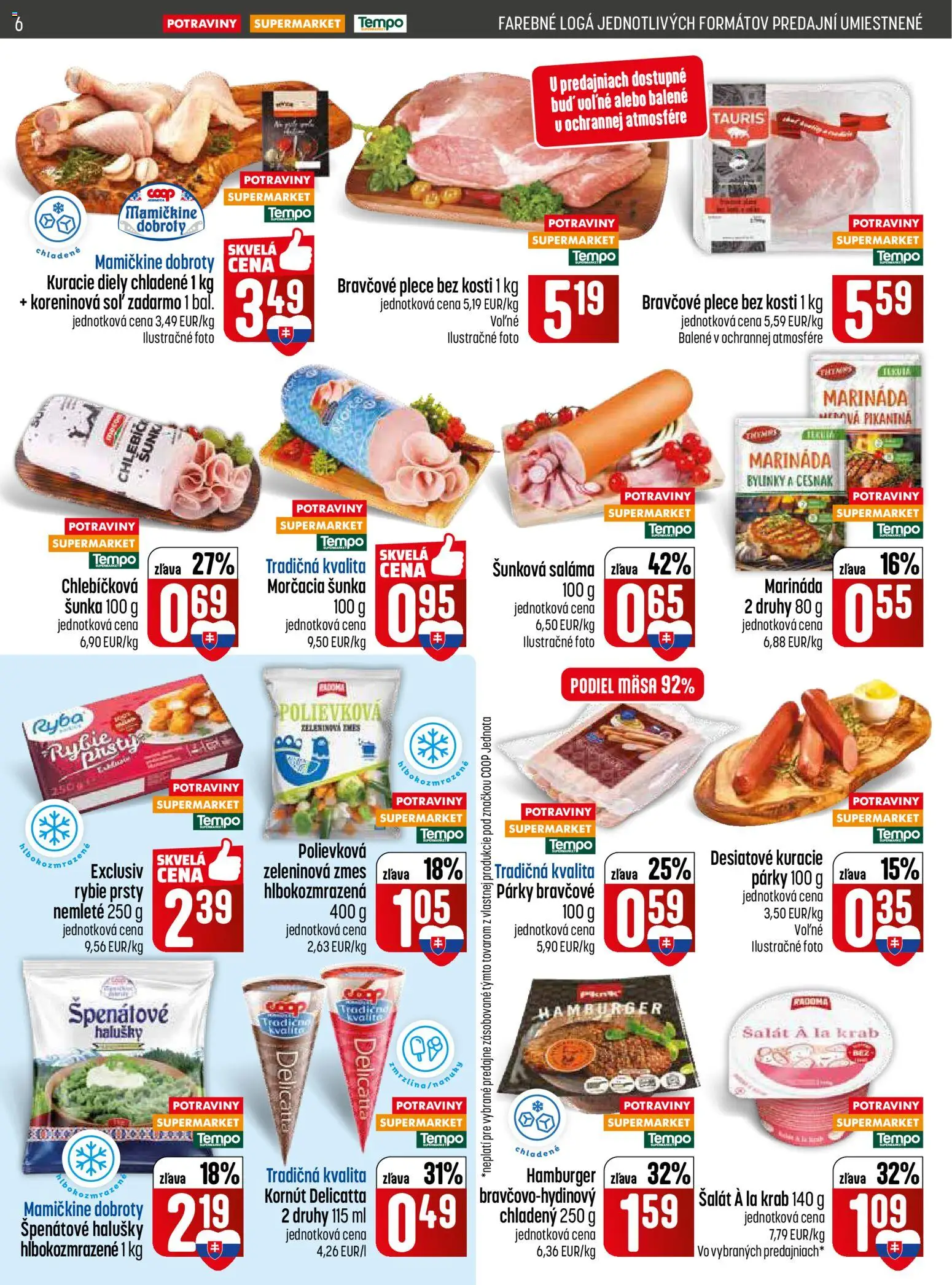 Nové COOP Jednota akcie – leták je platný od 30.04.2026 | Strana: 6 | Produkty: Bravčové plece, Cesnak, Soľ, Párky