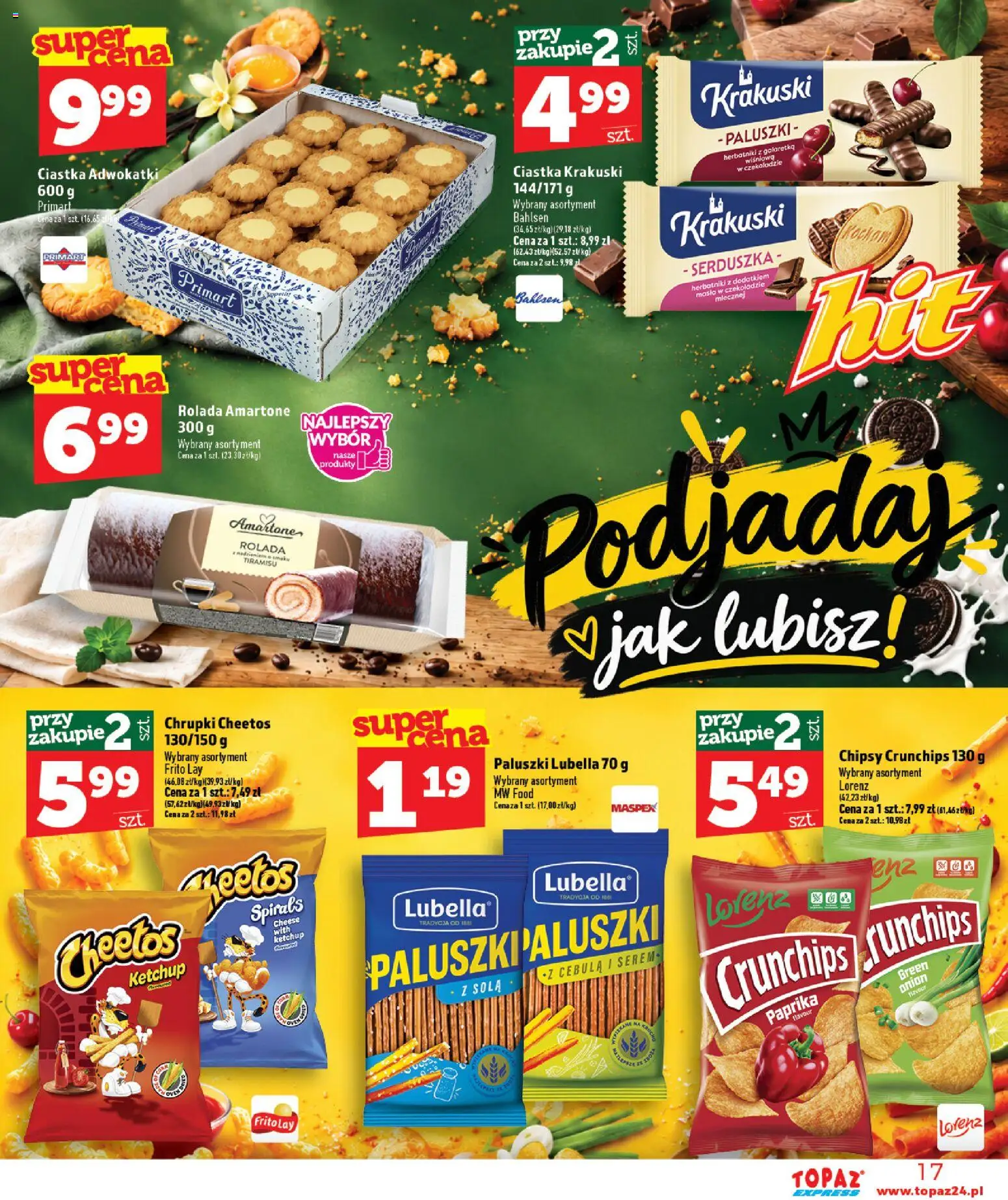 Topaz gazetka - Express od 15.10.2026 | Strona: 17 | Produkty: Galaretka, Rolada, Chrupki, Cebula