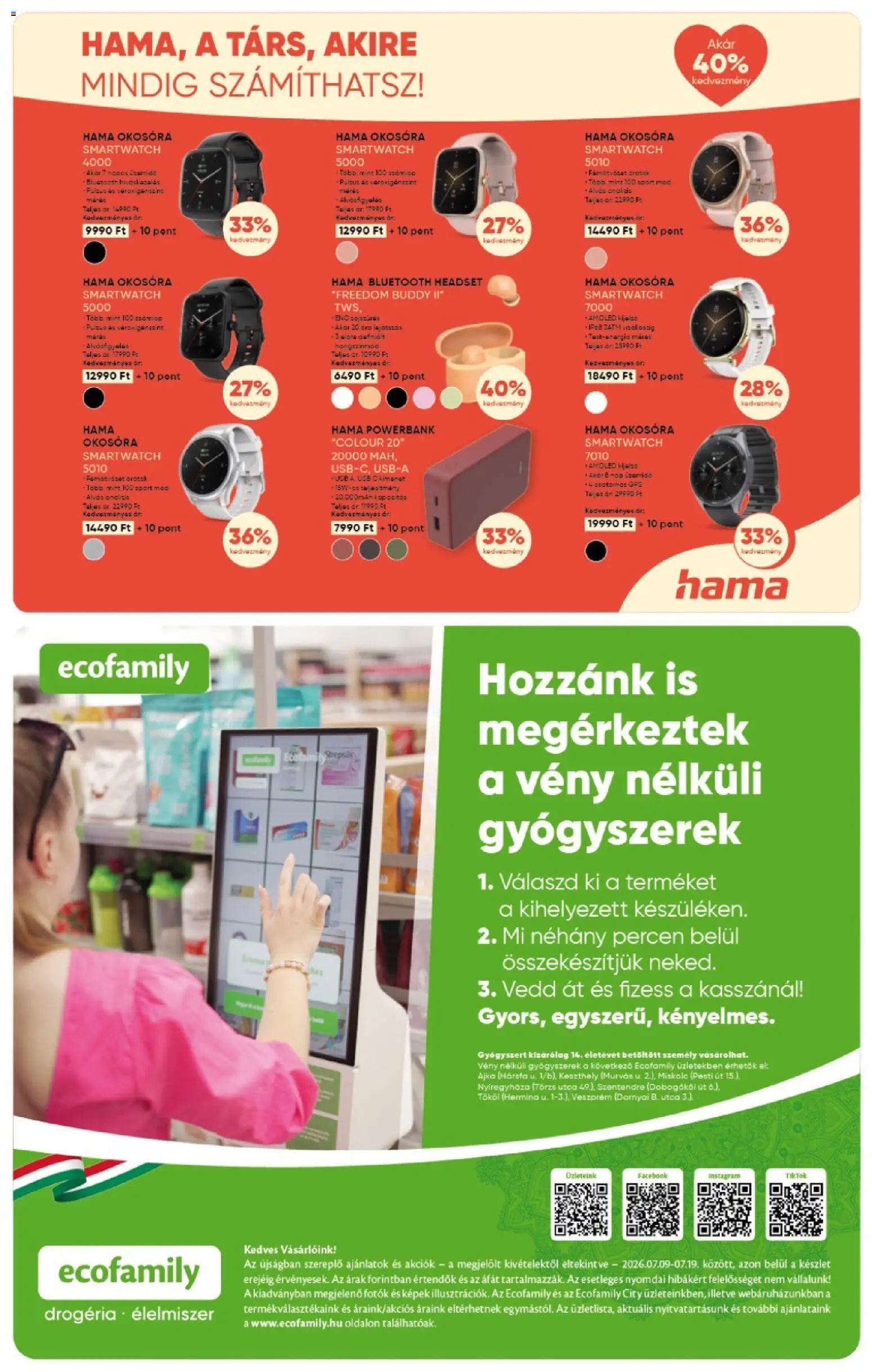 EcoFamily akciós ujság - amely érvényes a következő dátumtól: 2026.07.09. | Oldal: 16 | Termékek: USB, Headset, Okosóra, Gyógyszerek