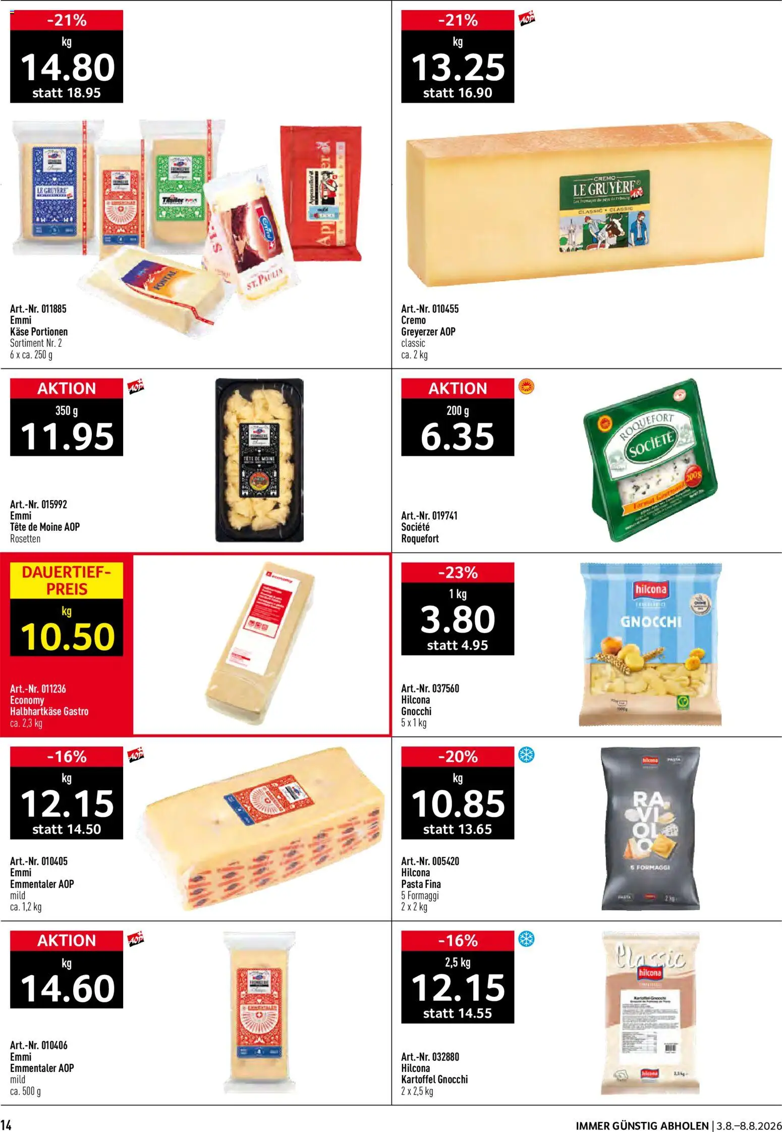 Prodega aktionen – gültig ab 03.08.2026 | Seite: 14 | Produkte: Käse, Pasta