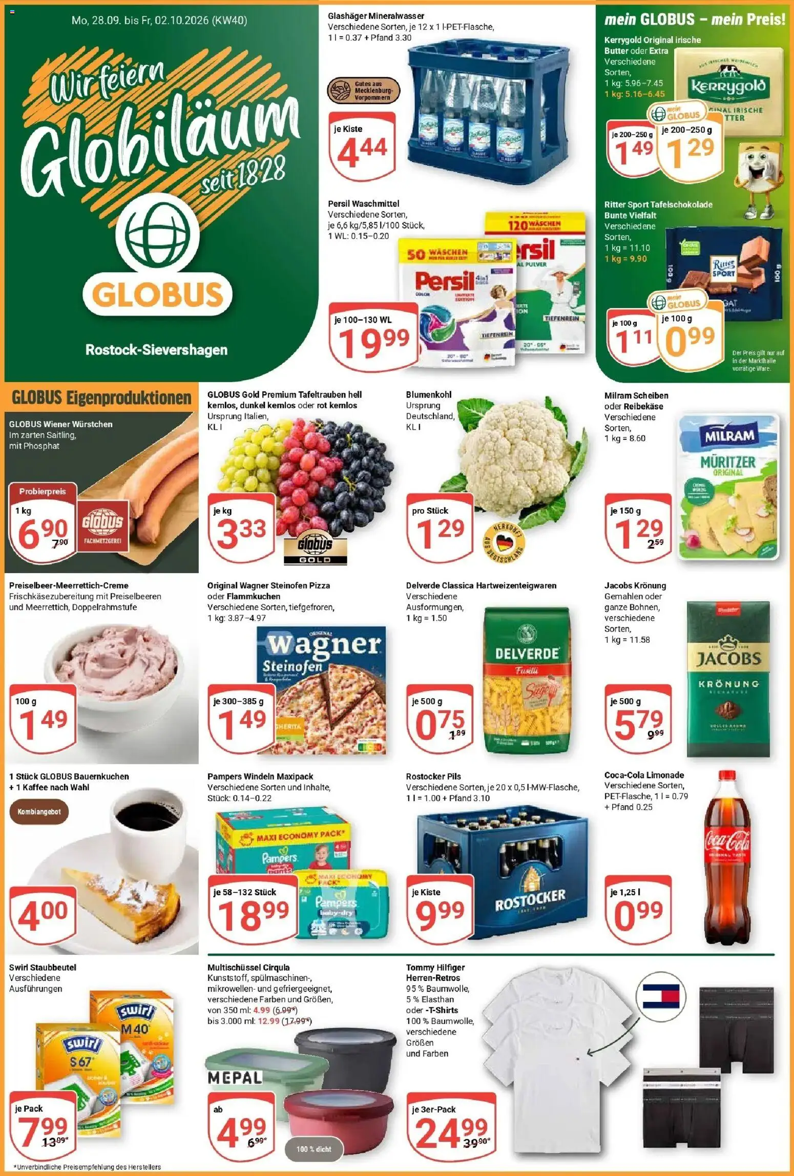 Globus Prospekt Lambrechtshagen (ab 28.09.2026) » Angebote online | Seite: 1 | Produkte: Pils, Limonade, Milram, Blumenkohl