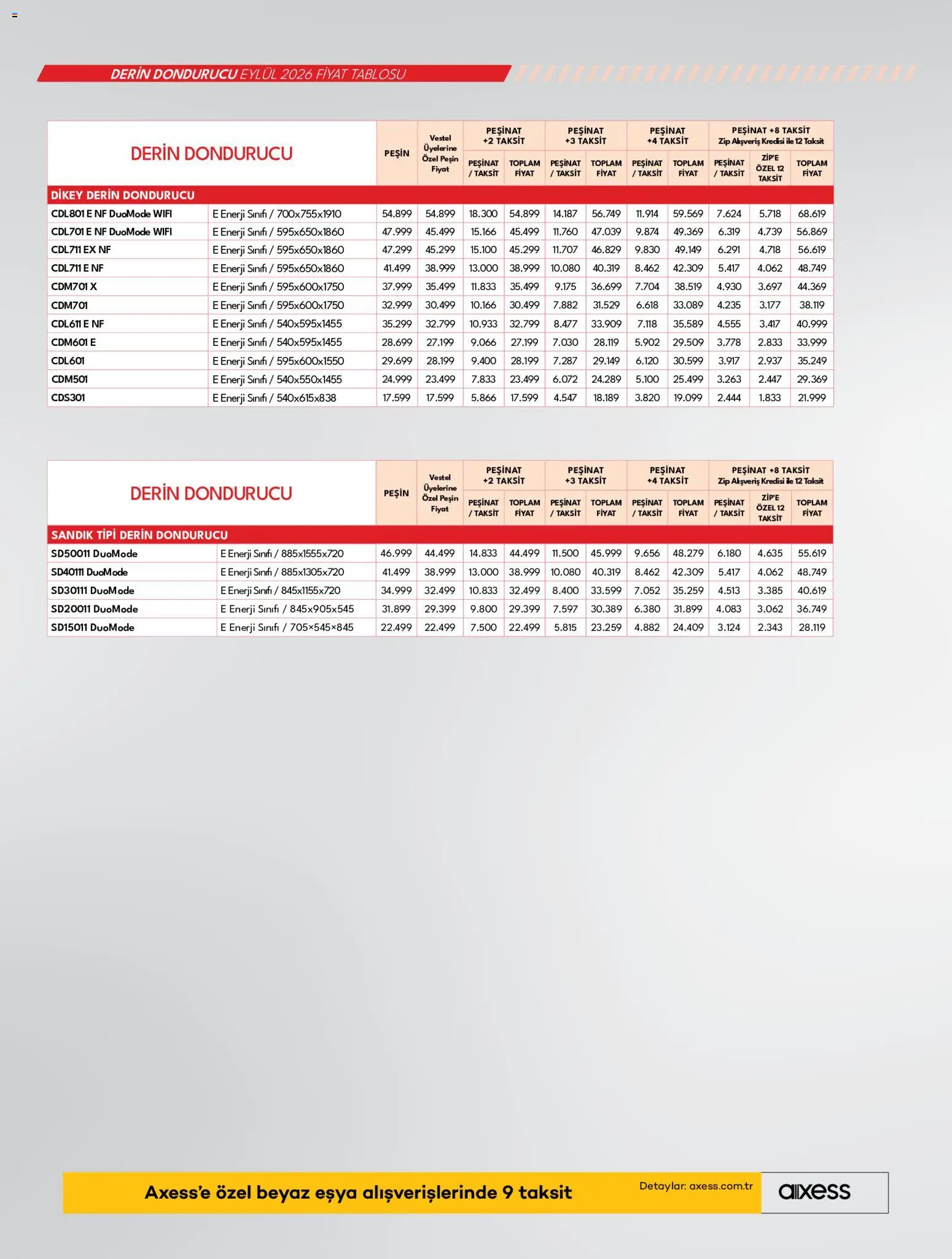 Vestel Katalog - 02 Eylül 2026 tarihinden itibaren geçerlidir | Sayfa: 20 | Ürünler: Dondurucu