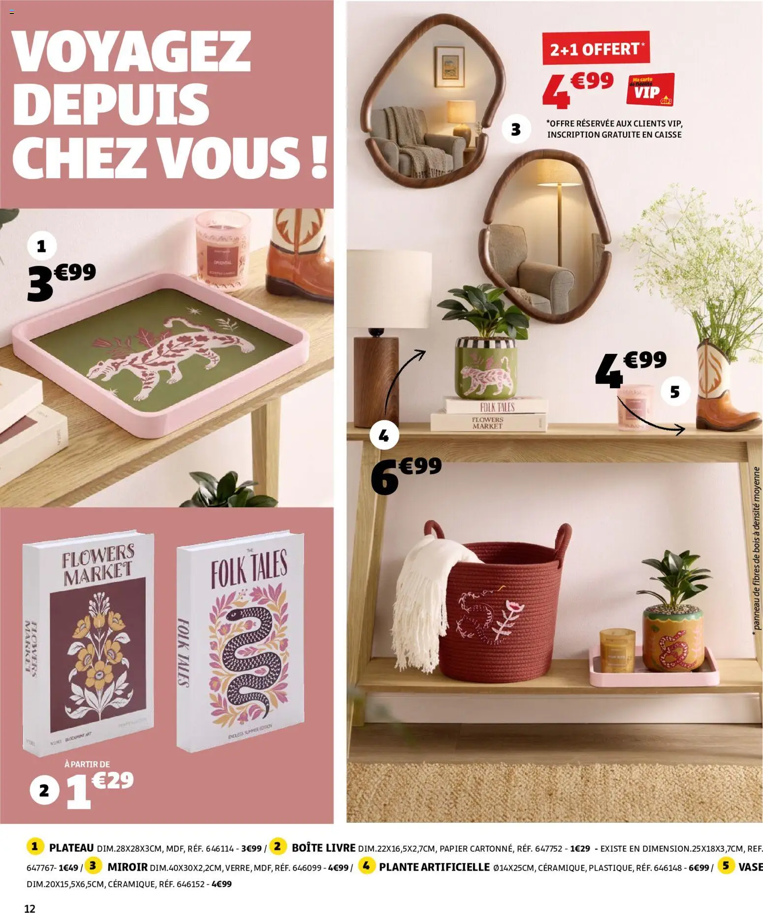 {H1} | Page: 12 | Produits: Plateau, Plante artificielle, Miroir, Livre