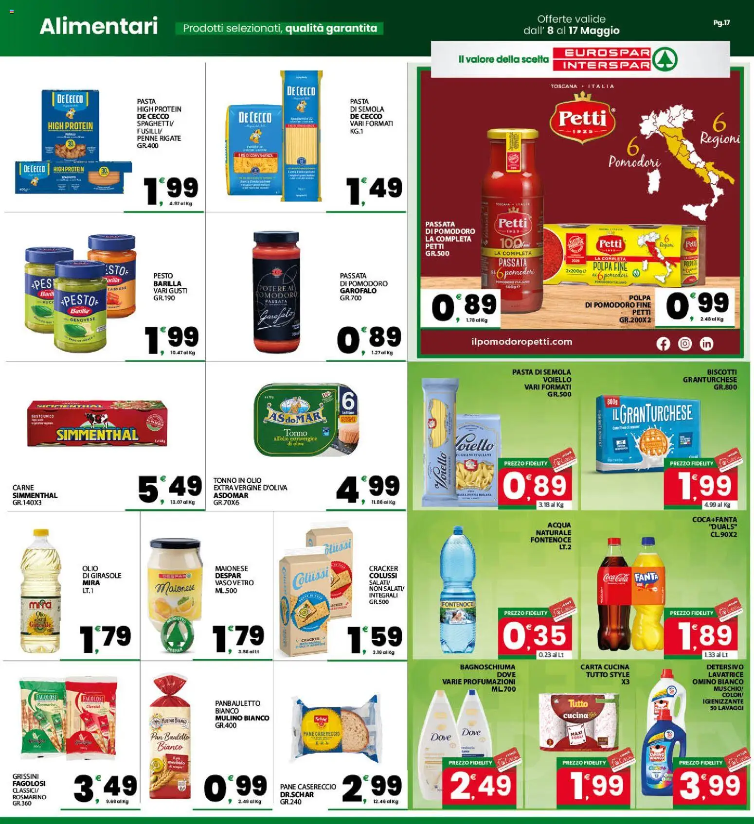 Volantino Eurospar del 08.05.2026 | Pagina: 17 | Prodotti: Olio, Pasta, Grissini, Penne