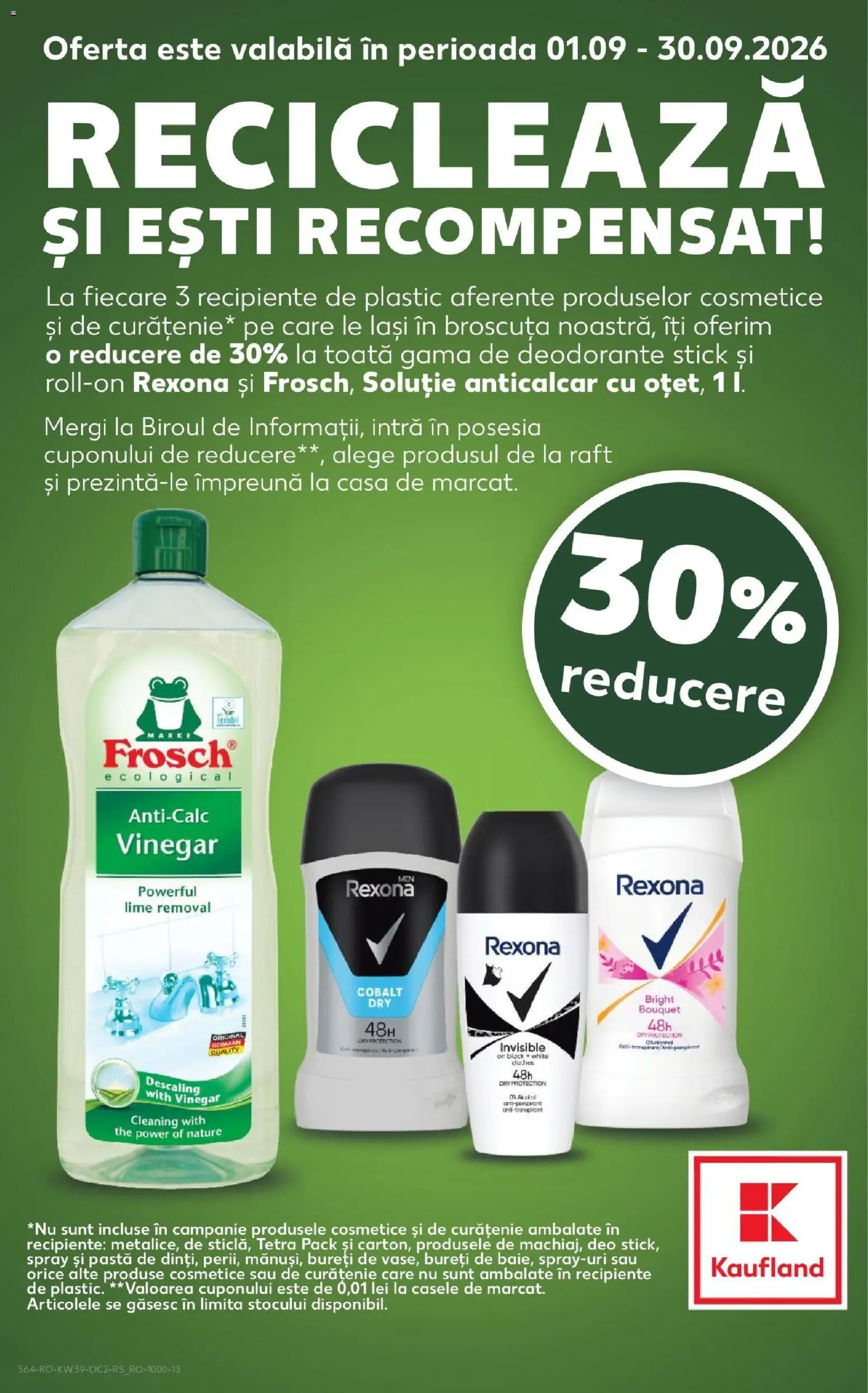 Kaufland RO akciós ujság - amely érvényes a következő dátumtól: 2026.09.23. | Oldal: 64 | Termékek: Lime, Rexona, Lé