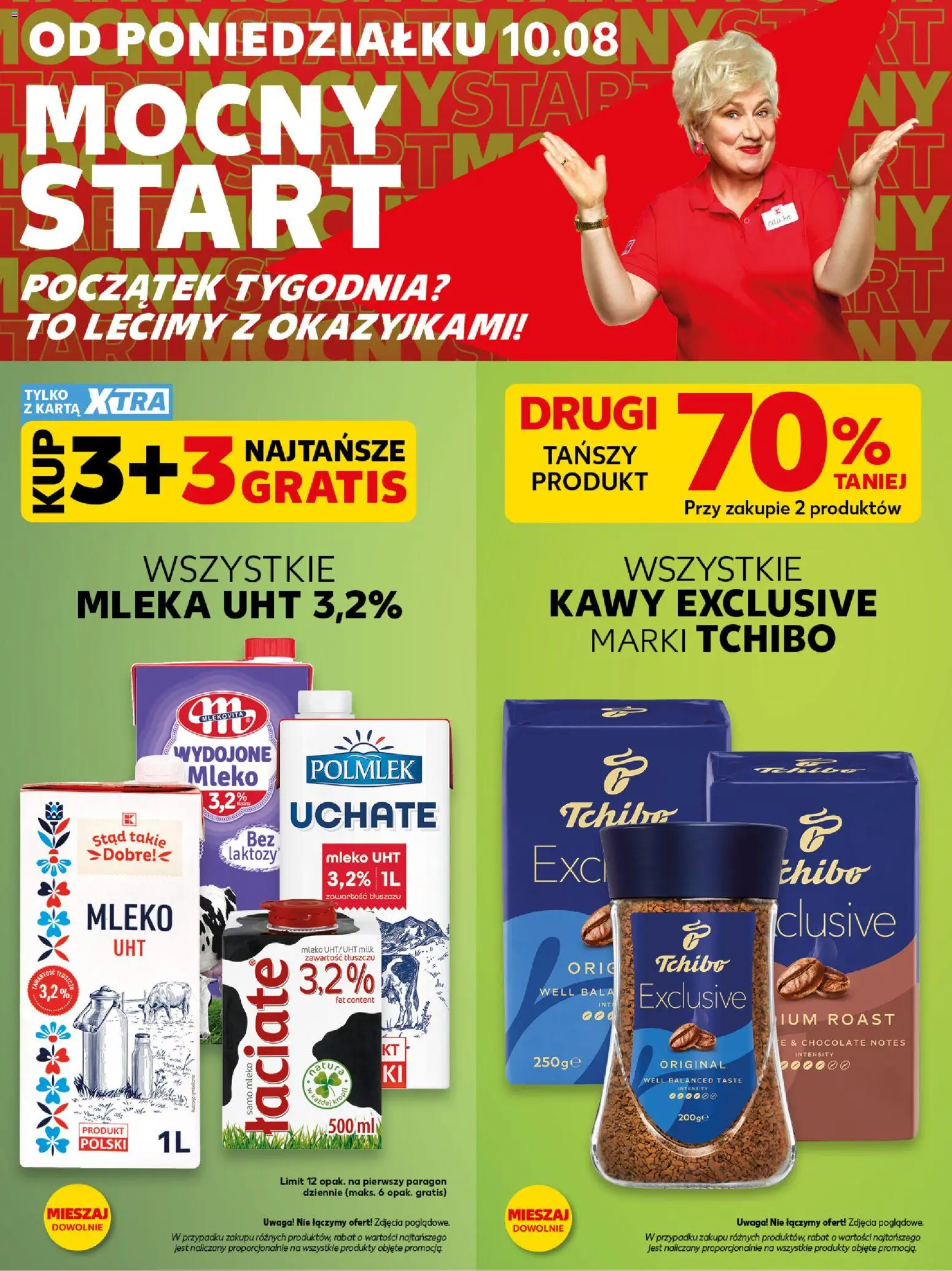 Kaufland Polsko leták - Mocny start od 10.08.2026 | Strana: 4 | Produkty: Mléko, Tchibo
