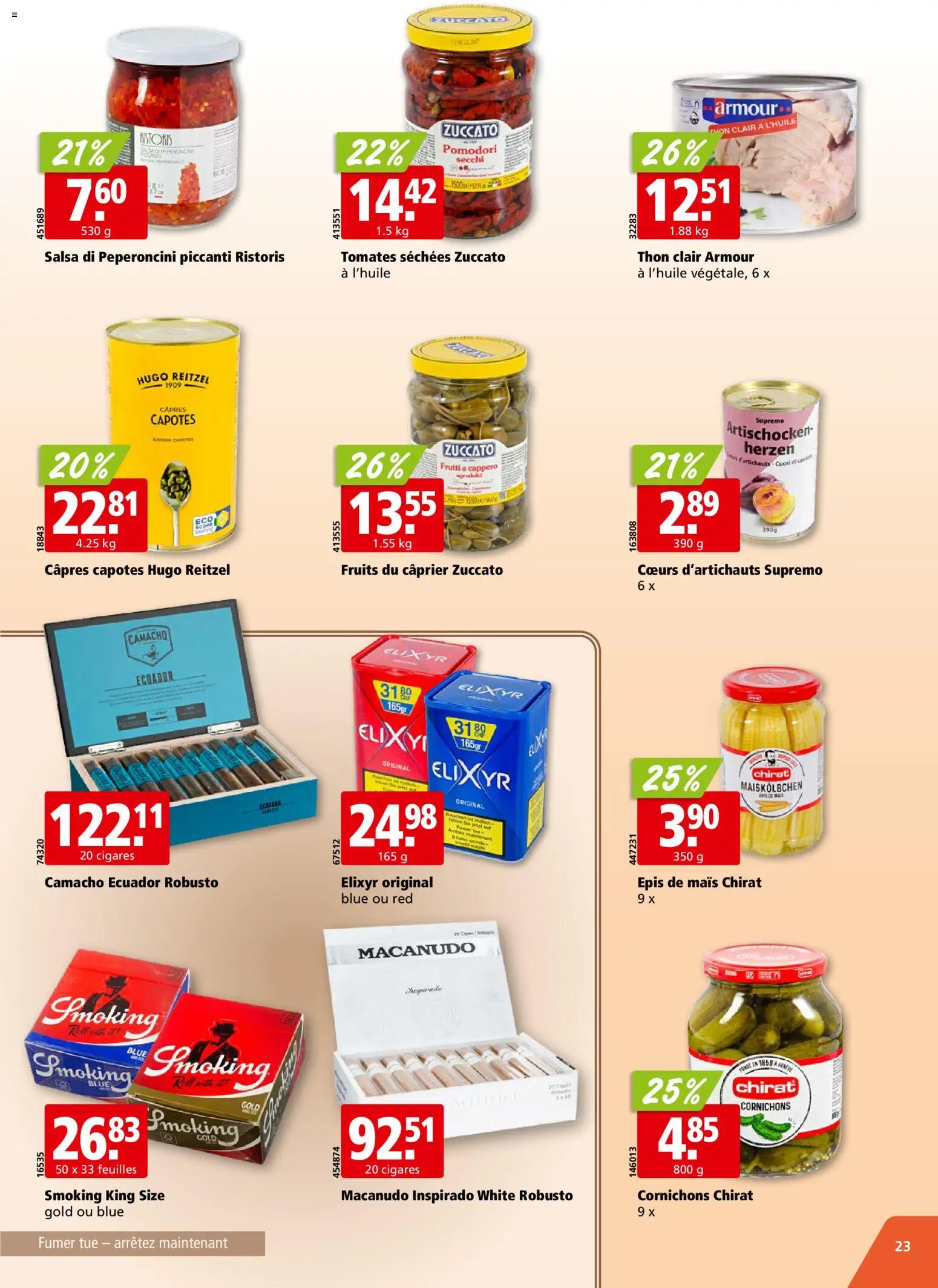 Aligro aktionen Chavannes, Matran, Genève, Sion – gültig ab 19.10.2026 | Seite: 23 | Produkte: Smoking, Mais