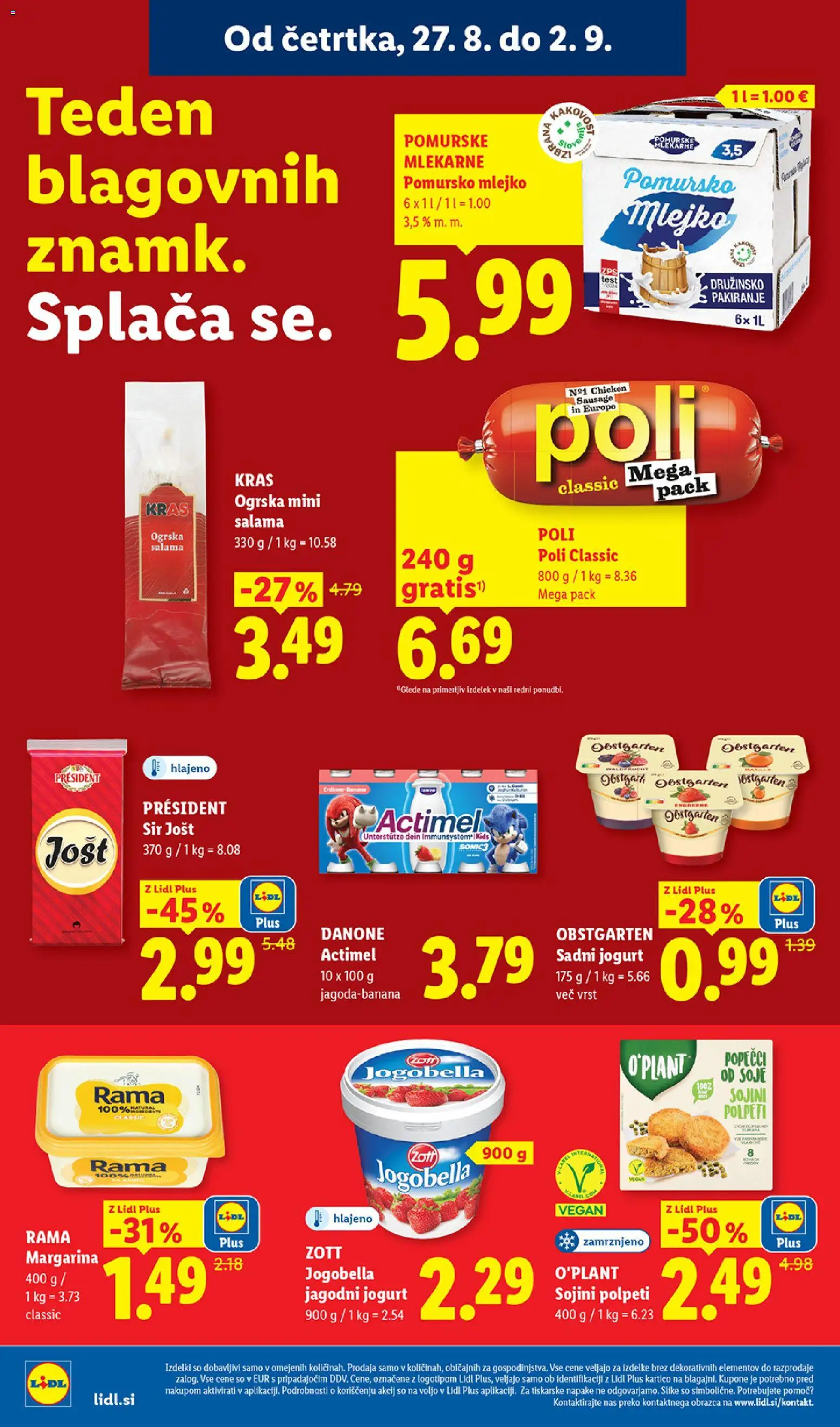 Novi Lidl katalog ponudbe – veljaven od 27.08.2026 | Stran: 6 | Izdelki: Margarina, Sir, Jogurt, Salama