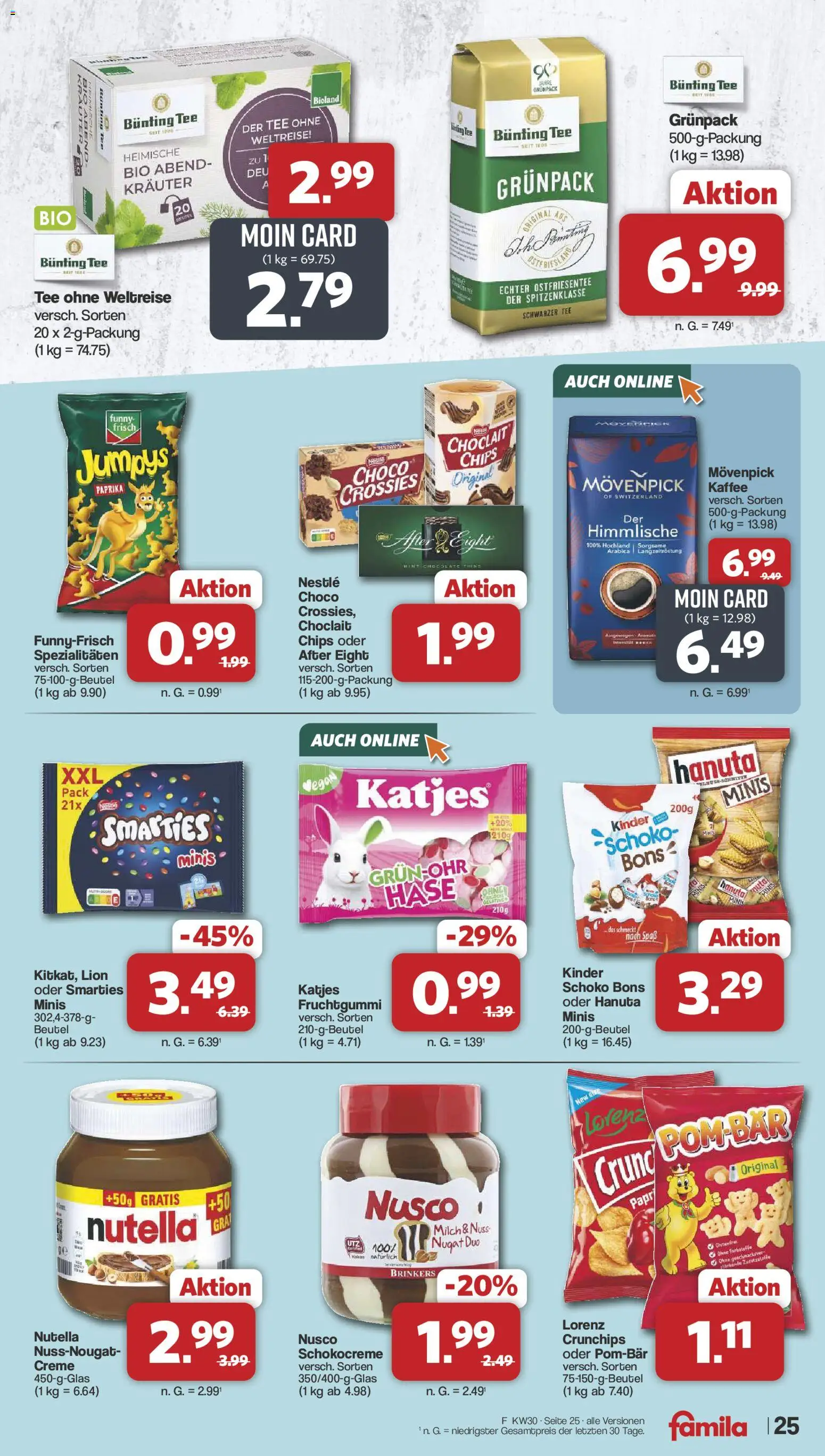 Famila Nordwest Prospekt – gültig ab 20.07.2026 | Seite: 25 | Produkte: Funny frisch, Katjes, Nutella, Tee
