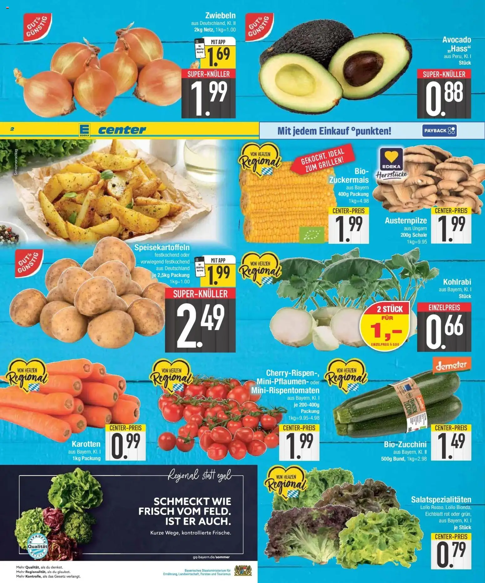 E center Prospekt Großmehring – gültig ab 27.07.2026 | Seite: 2 | Produkte: Kohlrabi, Avocado, Zwiebeln