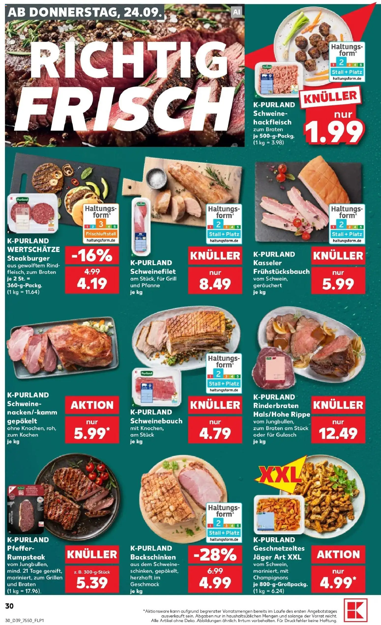 Prospekt Kaufland ab 21.09.2026 » Angebote Online zum Blättern | Seite: 42 | Produkte: Rinderbraten, Rumpsteak, Champignons, Pfeffer