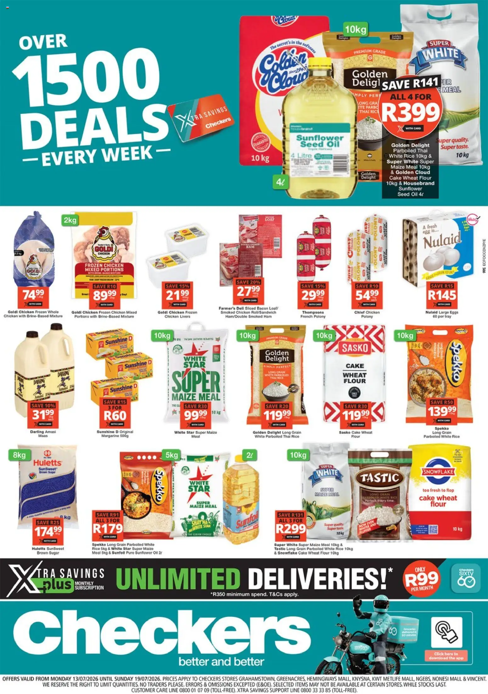 New Checkers catalogue – valid from 13/07/2026 | Page: 1 | Products: Cake, Tray, Margarine, Rice