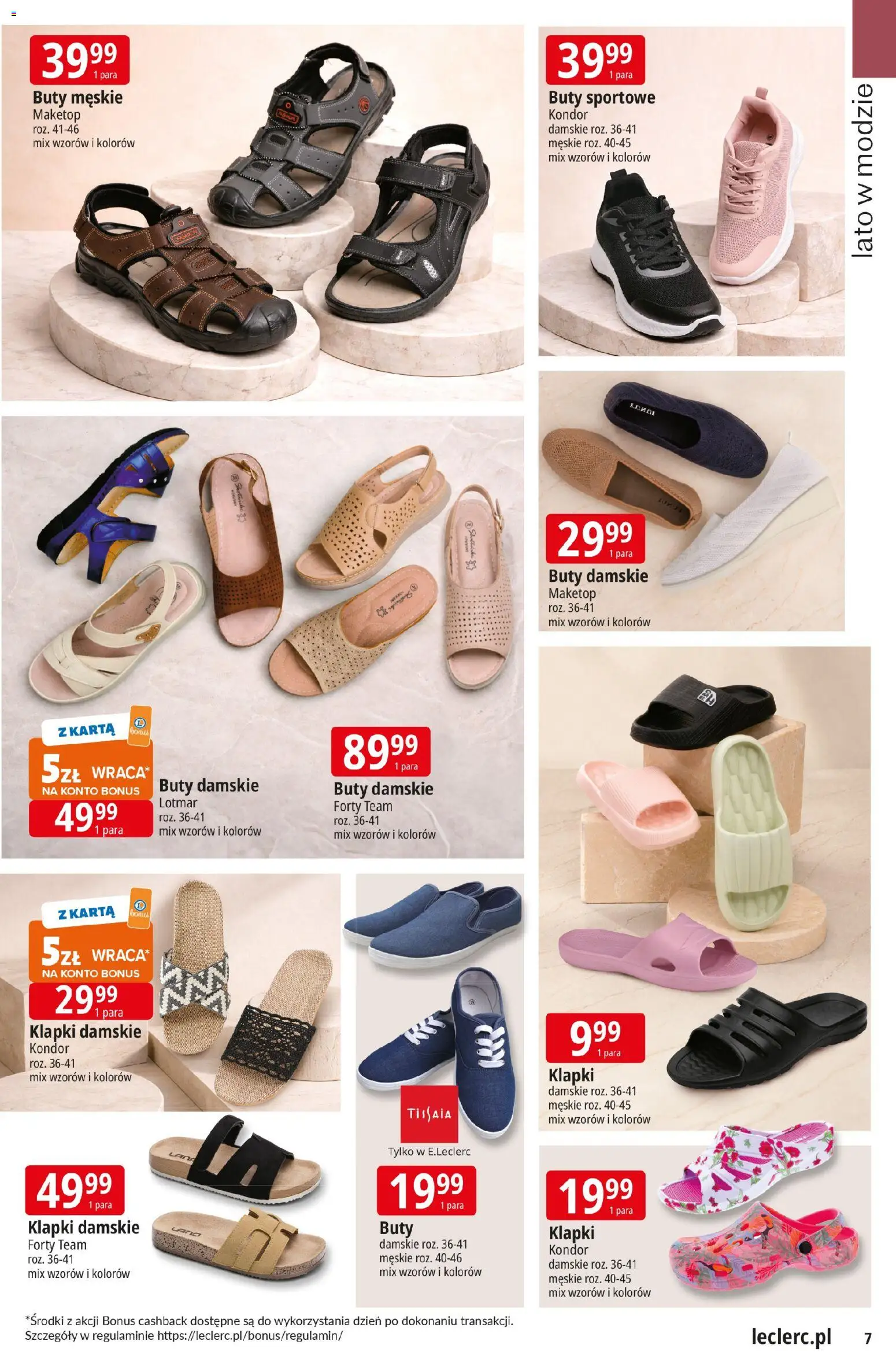 E.Leclerc gazetka - Zielona Góra od 05.05.2026 | Strona: 7 | Produkty: Buty sportowe, Klapki, Klapki damskie, Buty męskie