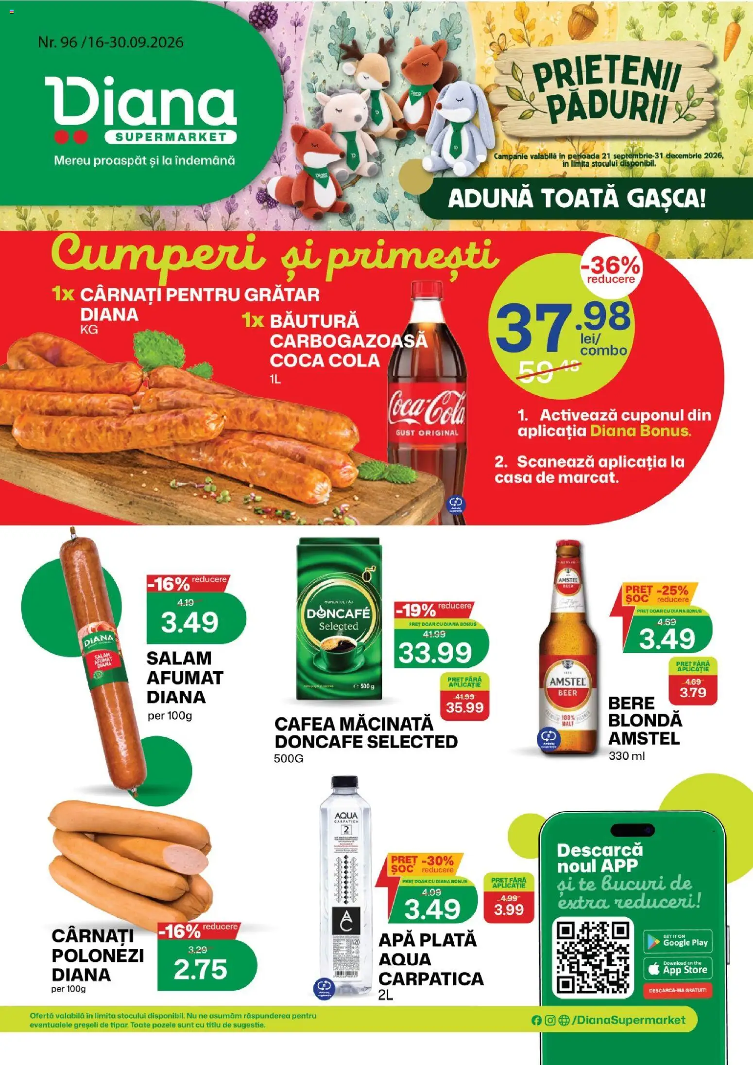 Noul catalog Diana – valabil de la 16.09.2026 | Pagină: 1 | Produse: Cola, Cafea, Bere, Cârnați