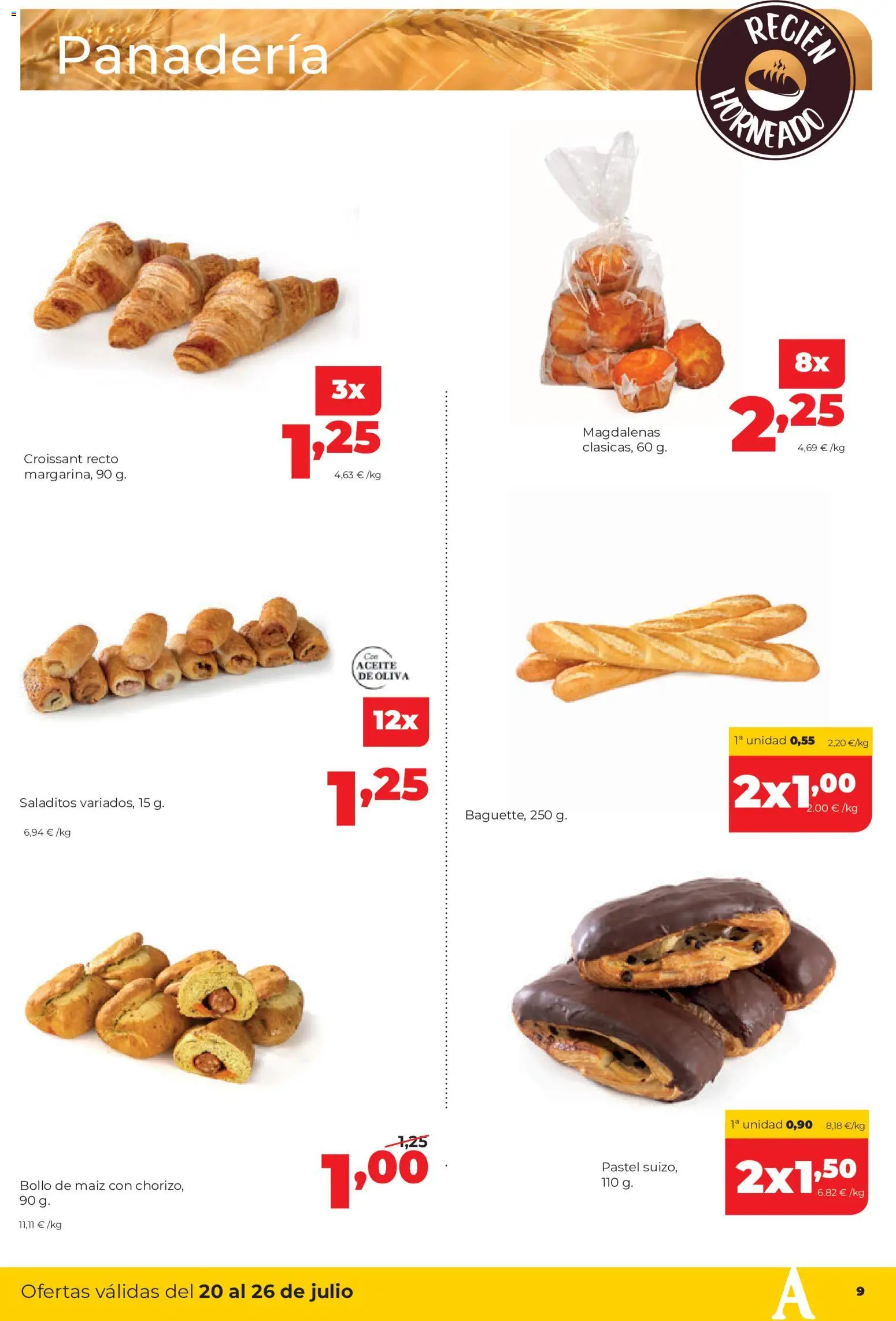 Alimerka folleto │ válido desde el 20/07/2026 | Página: 9 | Productos: Aceite, Aceite de oliva, Magdalenas, Panadería