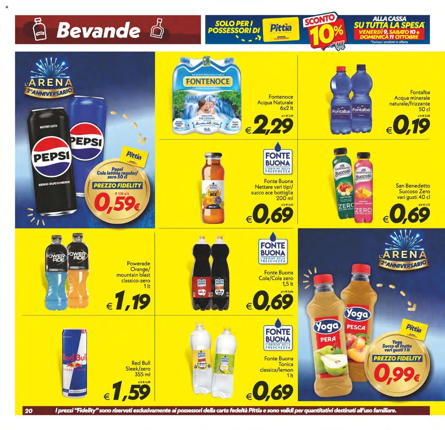 Volantino SuperConveniente del 02/10/2026 | Pagina: 20 | Prodotti: Acqua naturale, Arancia, Red Bull, Succo di frutta