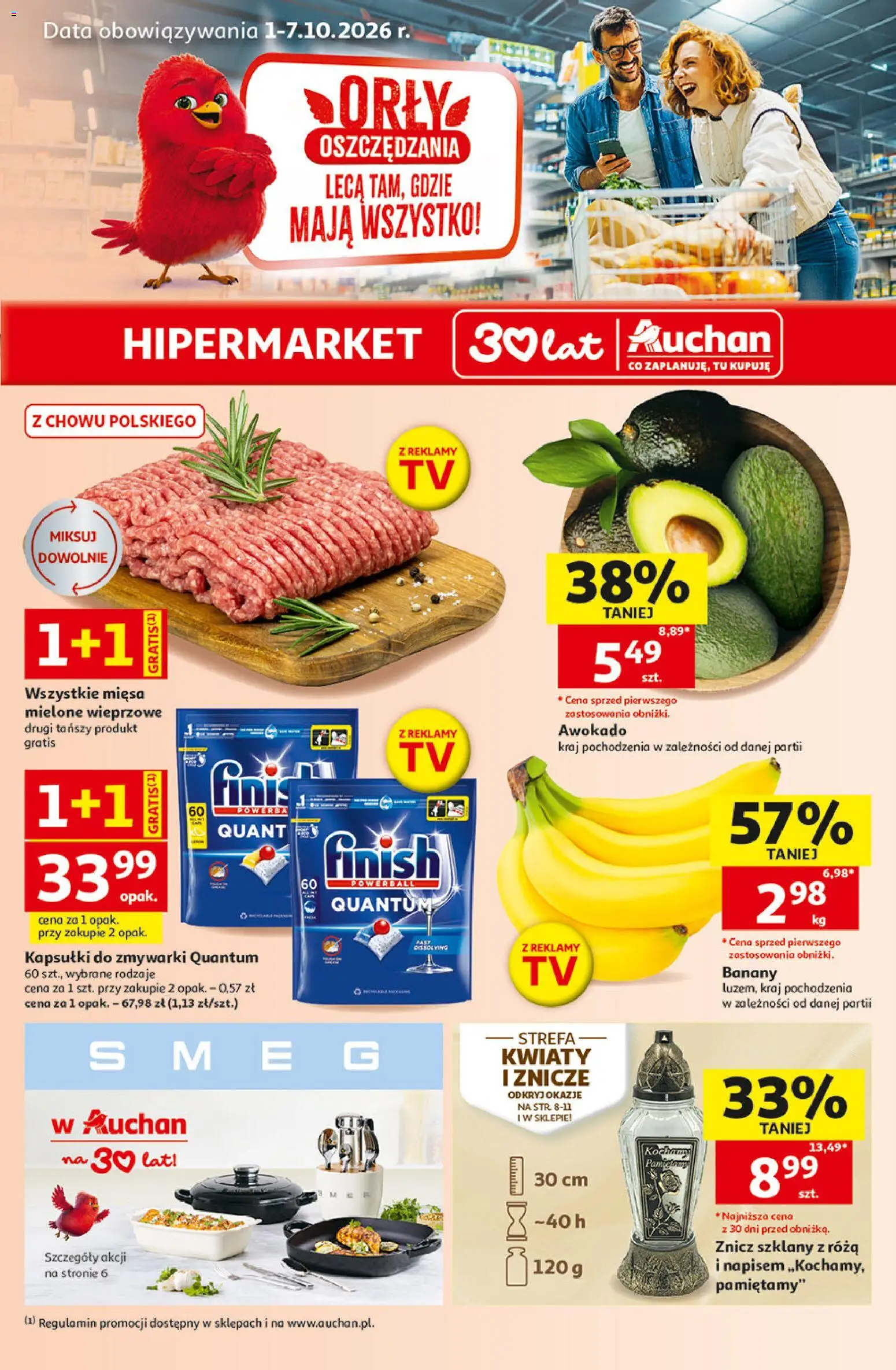 Auchan gazetka - Hipermarket od 01.10.2026 | Strona: 1 | Produkty: Kapsułki, Znicze, Banany, Awokado