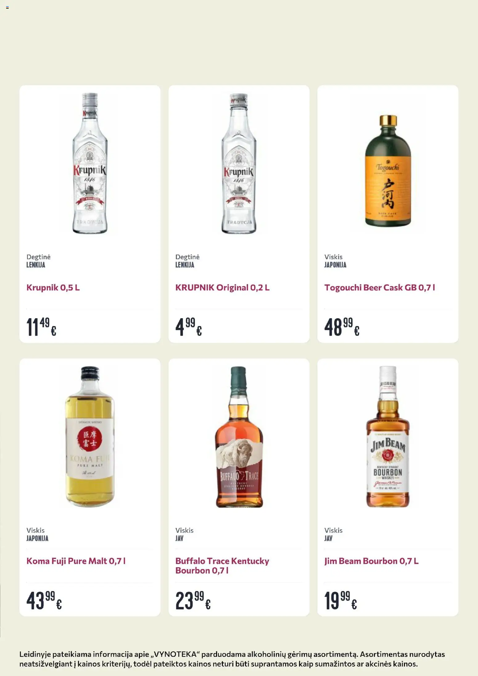 VYNOTEKA akcijos nuo 2026.09.07 | Puslapis: 4 | Prekių: Degtinė, Viskis