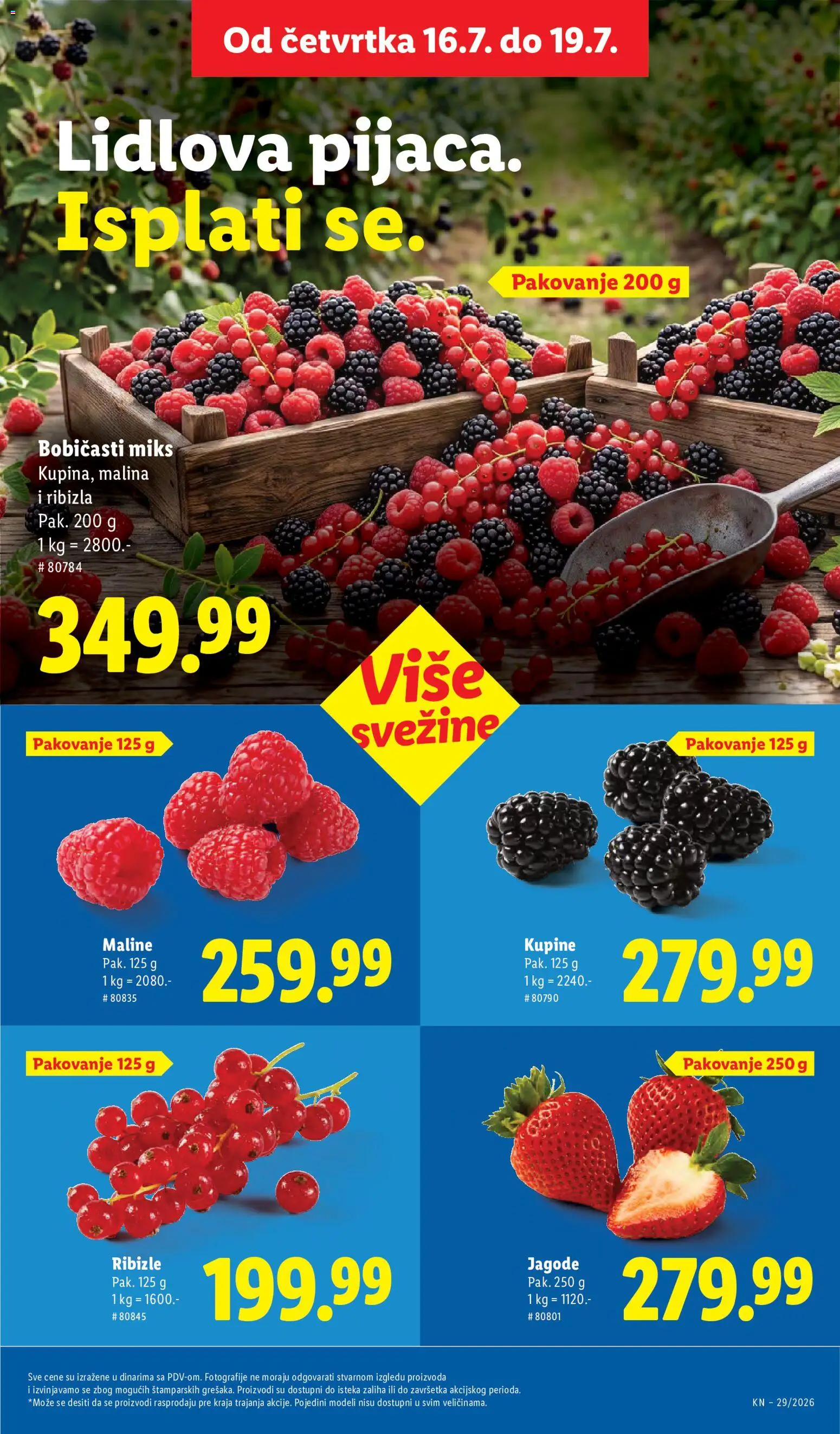 Lidl katalog - važi od 16.07.2026 | Strana: 19 | Proizvode: Jagode, Malina, Pakovanje