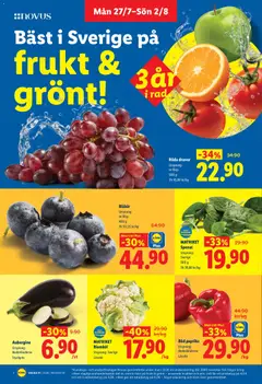 Lidl erbjudanden - Förhandsvisning av reklamblad från butik Lidl aktuell från 27/07/2026 | Sida: 2 | Produkter: Blomkål, Blåbär, Aubergine, Röd paprika