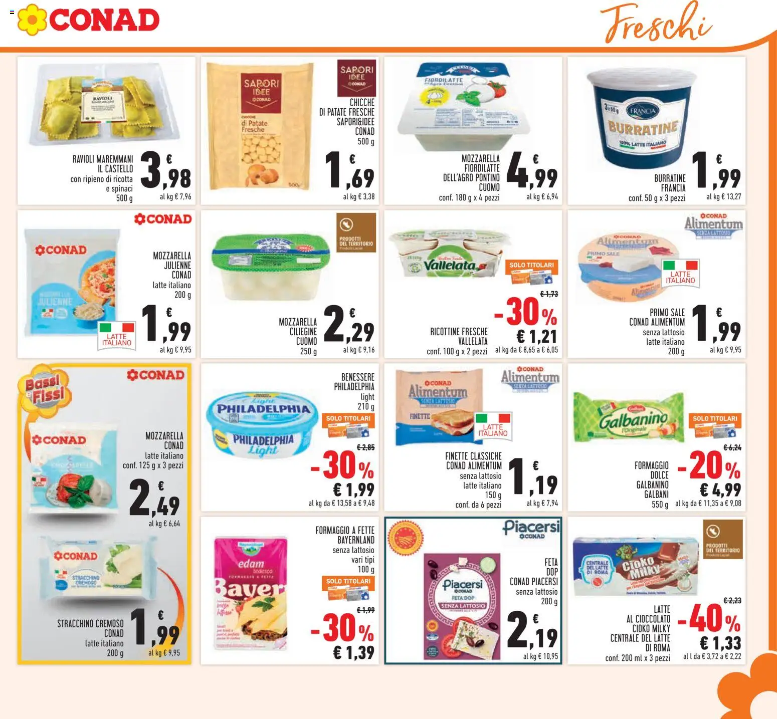 Volantino Conad del 17.06.2026 | Pagina: 7 | Prodotti: Mozzarella, Stracchino, Ricotta, Burrata