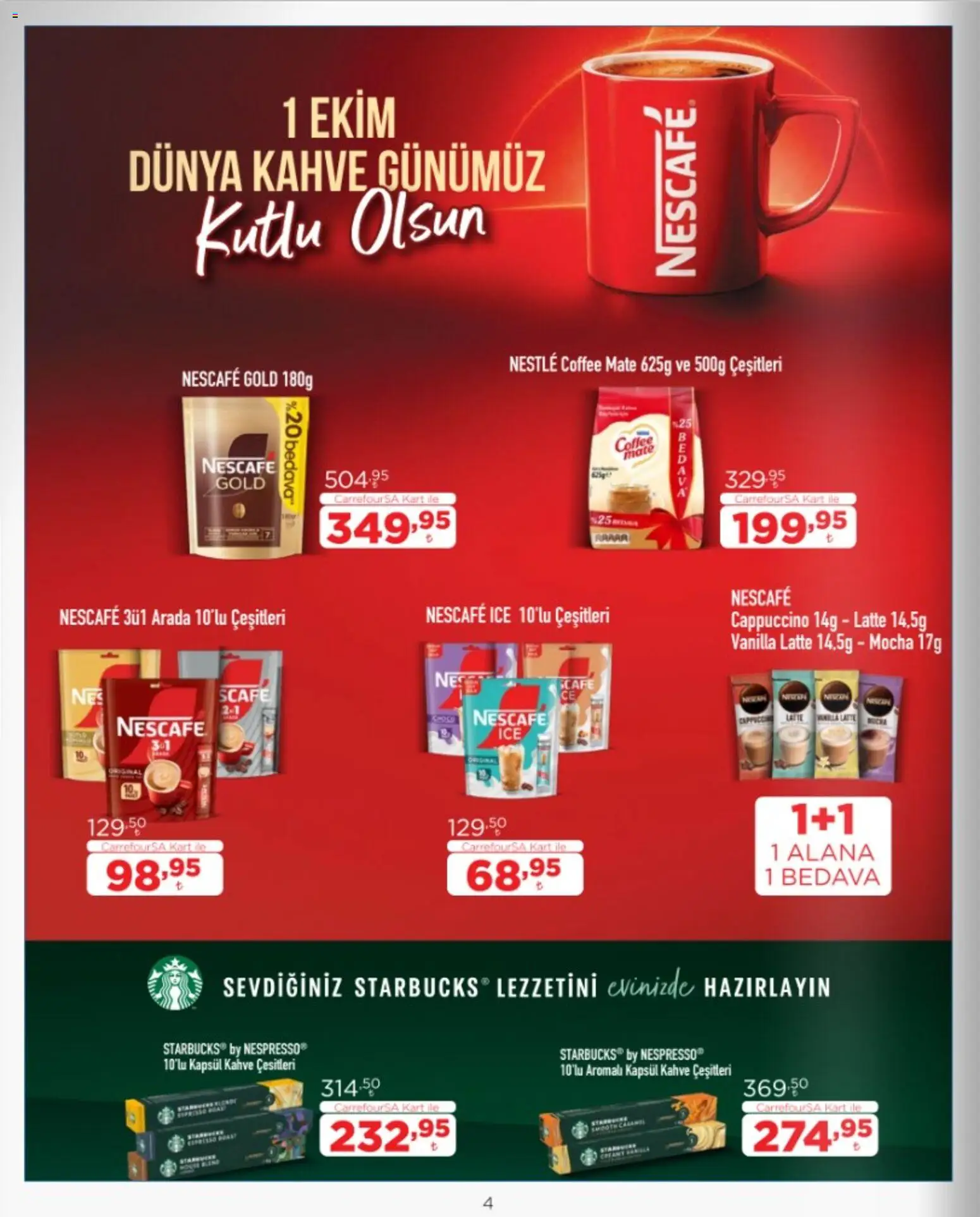 CarrefourSA Katalog - 01 Ekim 2026 tarihinden itibaren geçerlidir | Sayfa: 4 | Ürünler: Kahve