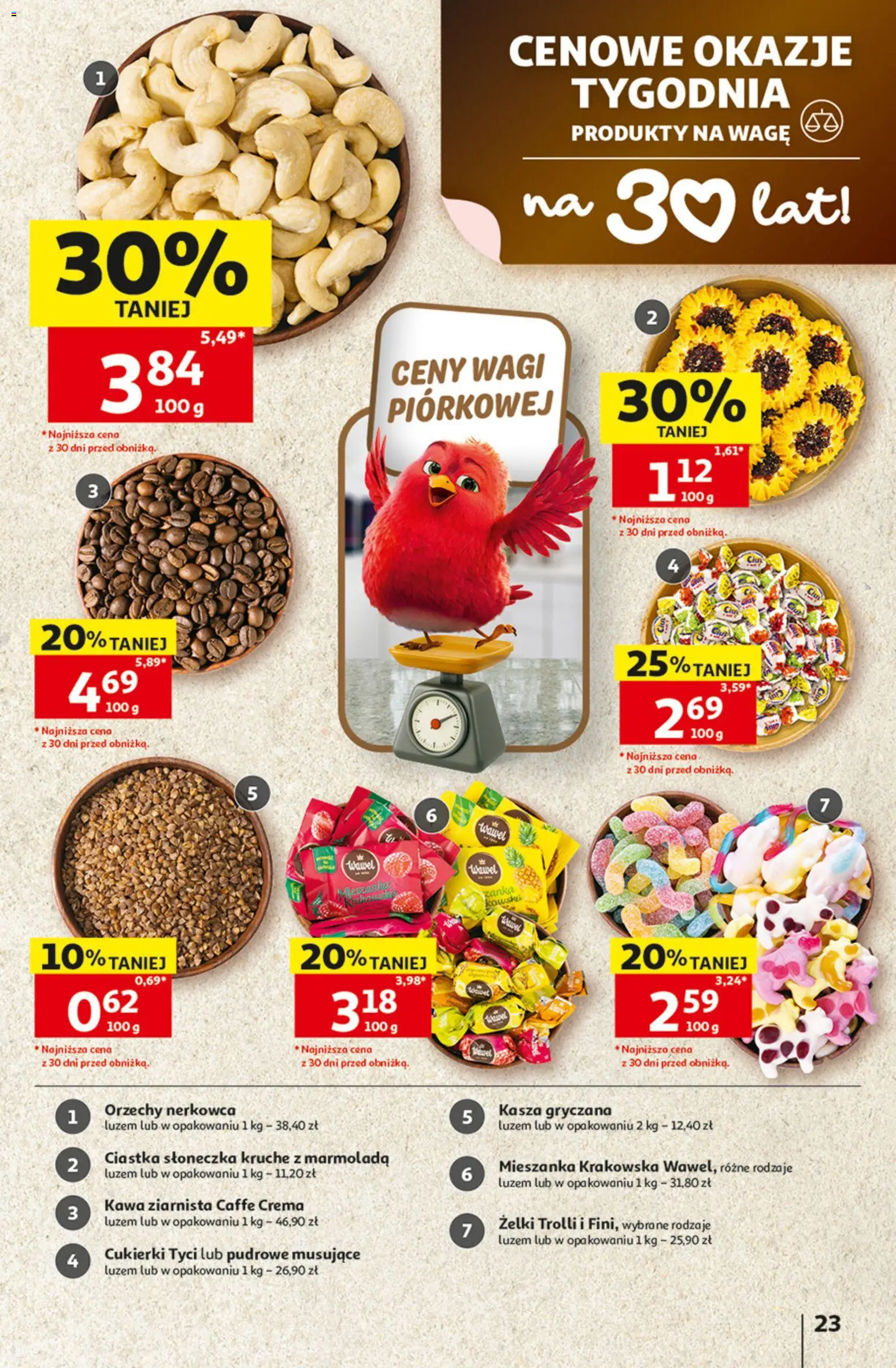 Auchan gazetka - 30 Lat Hipermarket od 30.07.2026 | Strona: 23 | Produkty: Kasza, Kasza gryczana, Cukierki, Ciastka