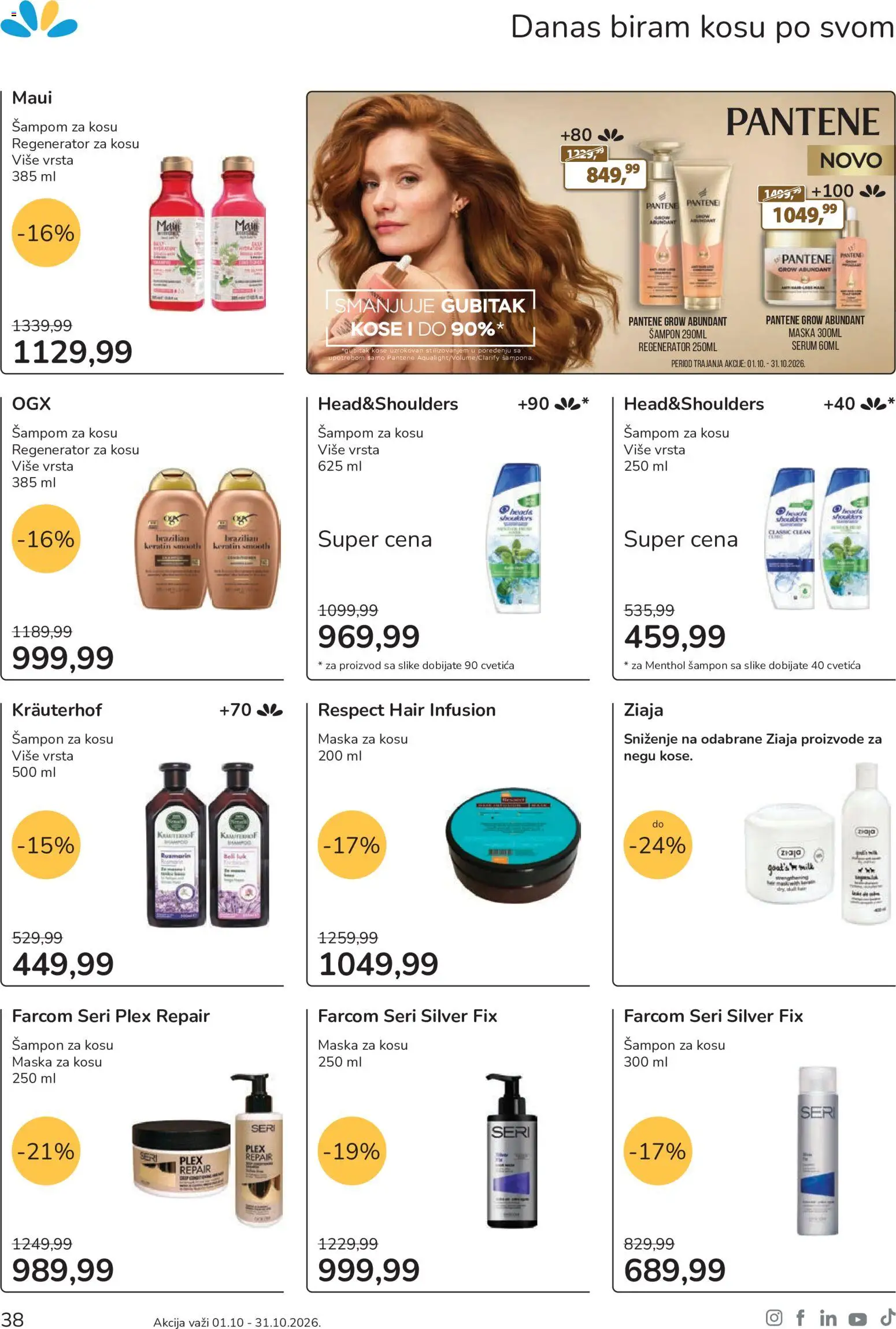 Lilly drogerie katalog - važi od 01.10.2026 | Strana: 38 | Proizvode: Regenerator za kosu, Luk, Šampon, Maska