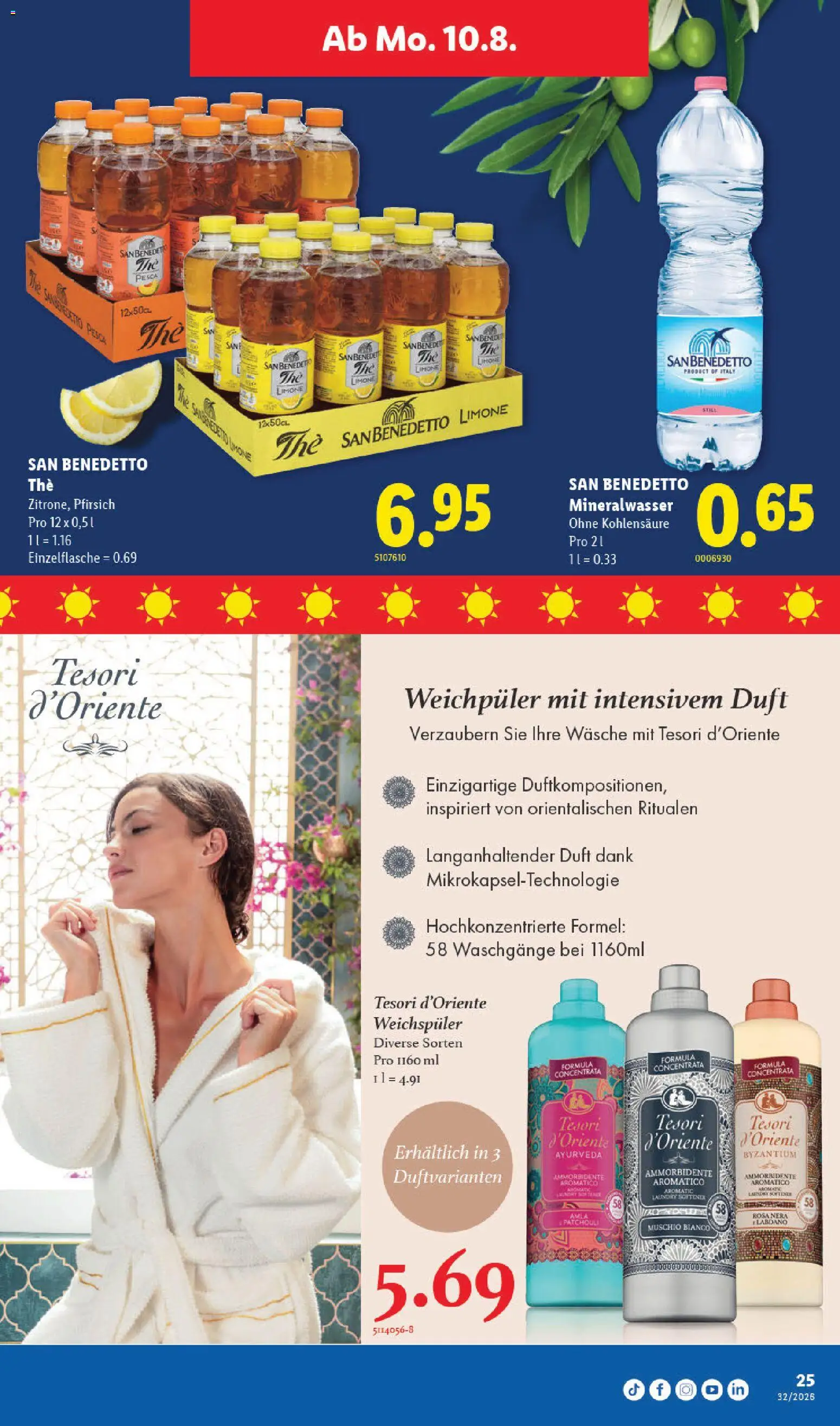 Lidl aktionen – gültig ab 06.08.2026 | Seite: 25 | Produkte: Duft, Weichspüler, Mineralwasser, Pfirsich