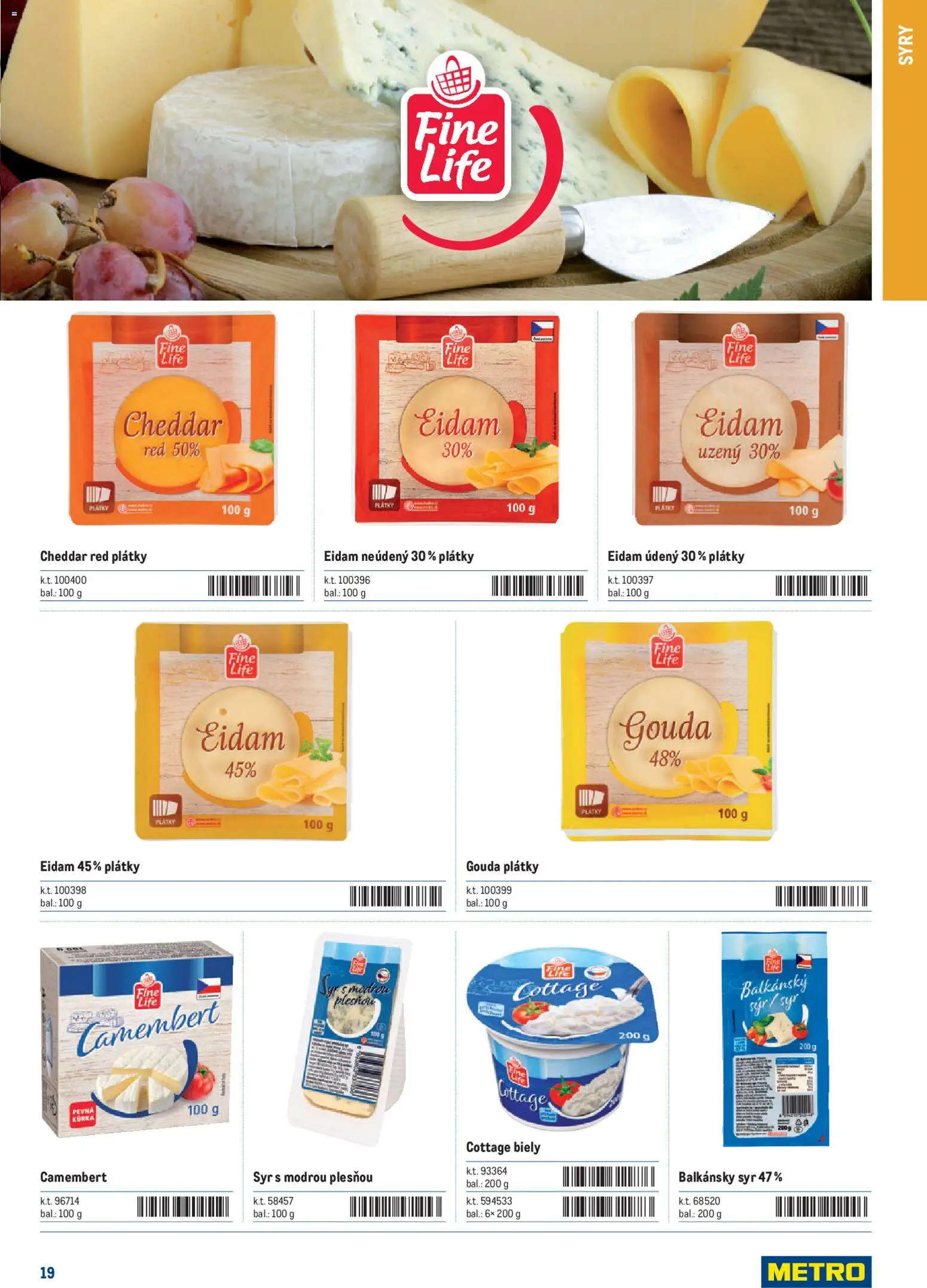 Nové Metro akcie – leták je platný od 05.12.2025 | Strana: 19 | Produkty: Syr, Gouda, Eidam, Balkánsky syr