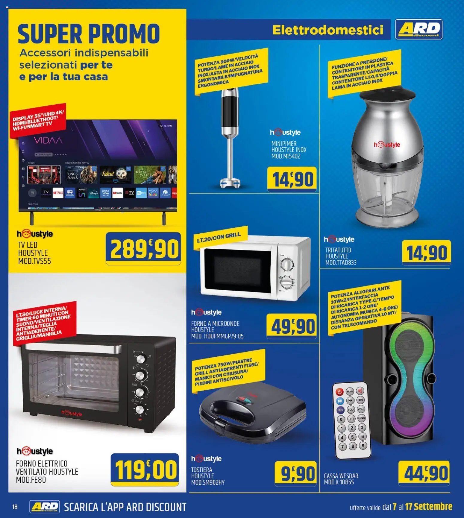 Volantino ARD Discount del 07/09/2026 | Pagina: 18 | Prodotti: Telecomando, Tè, Tritatutto, TV