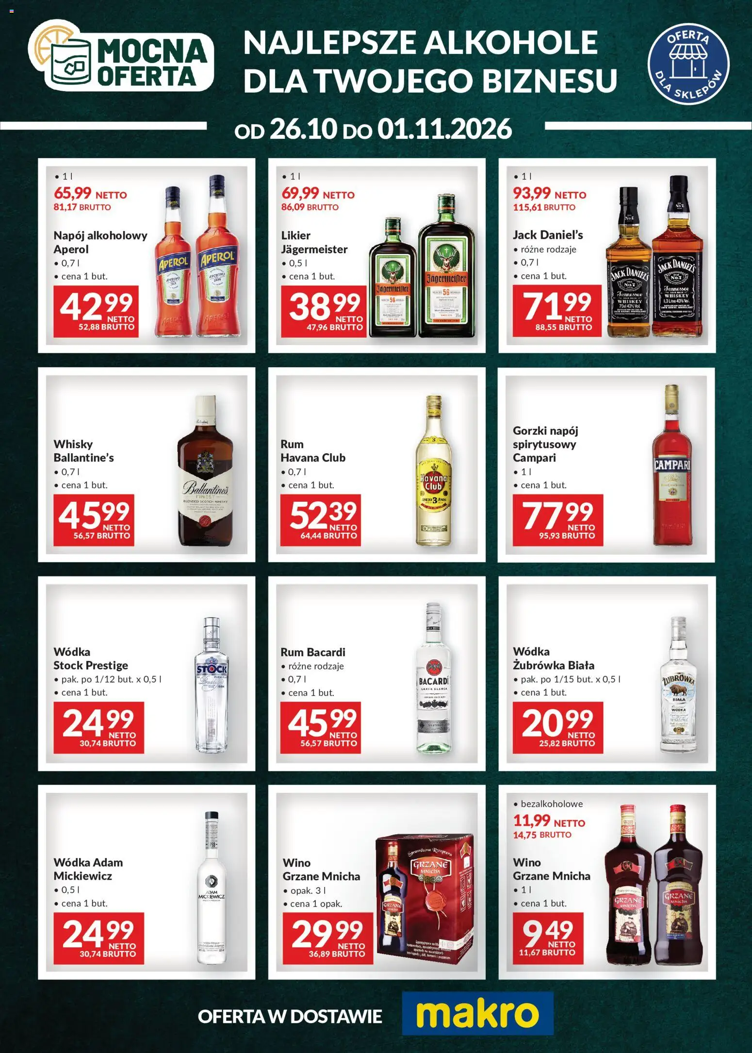Makro gazetka - Mocna oferta od 26.10.2026 | Strona: 1 | Produkty: Alkohole, Campari, Aperol, Havana Club