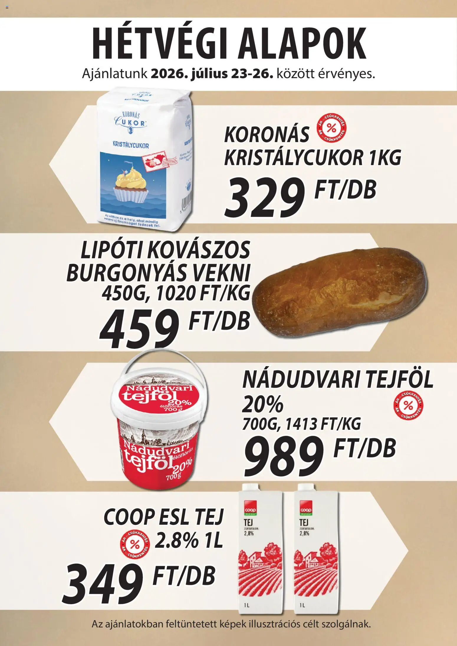 COOP Szolnok akciós ujság - amely érvényes a következő dátumtól: 2026.07.23. | Oldal: 3 | Termékek: Kristálycukor, Tej, Tejföl, Cukor