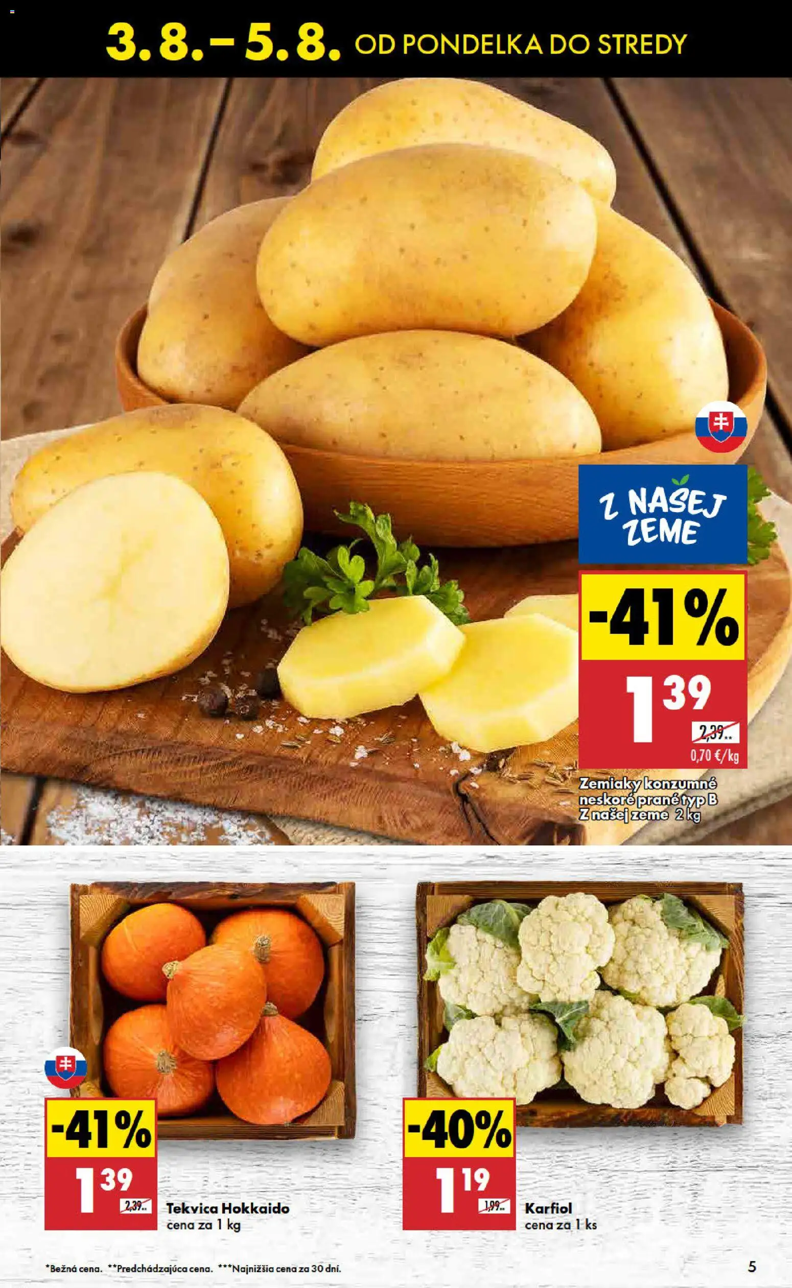 Nové Biedronka akcie – leták je platný od 03.08.2026 | Strana: 5 | Produkty: Karfiol, Zemiaky