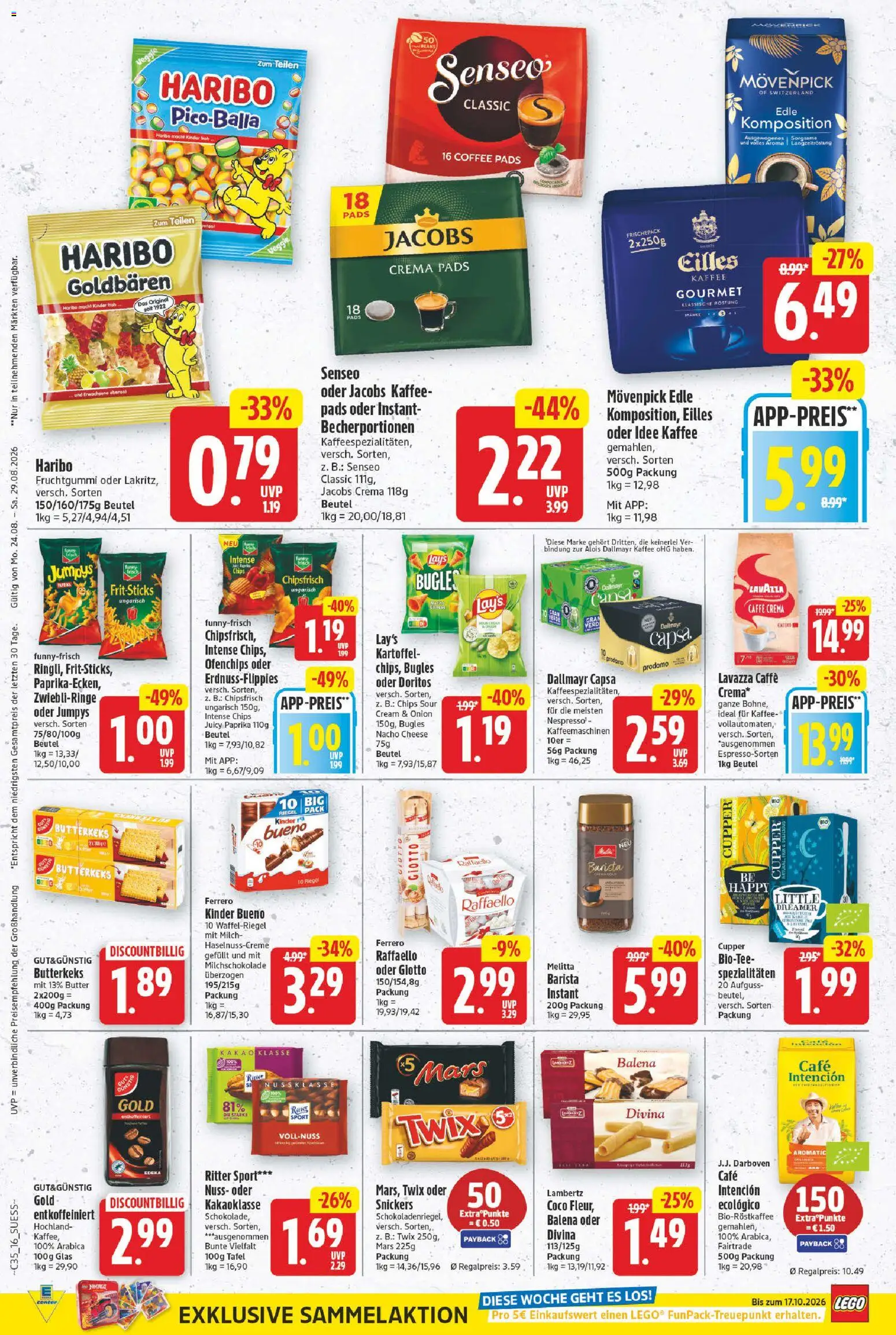 E center Prospekt – gültig ab 24.08.2026 | Seite: 18 | Produkte: Kaffee, Spezialitäten, Ritter sport, Twix
