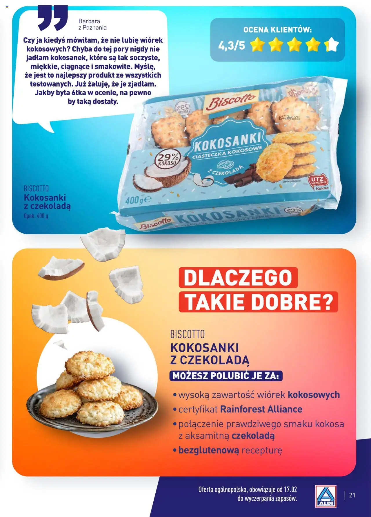 Aldi Gazetka - Wielki test od 17.02.2025 | Strona: 21 | Produkty: Kakao, Czekolada, Ciasteczka