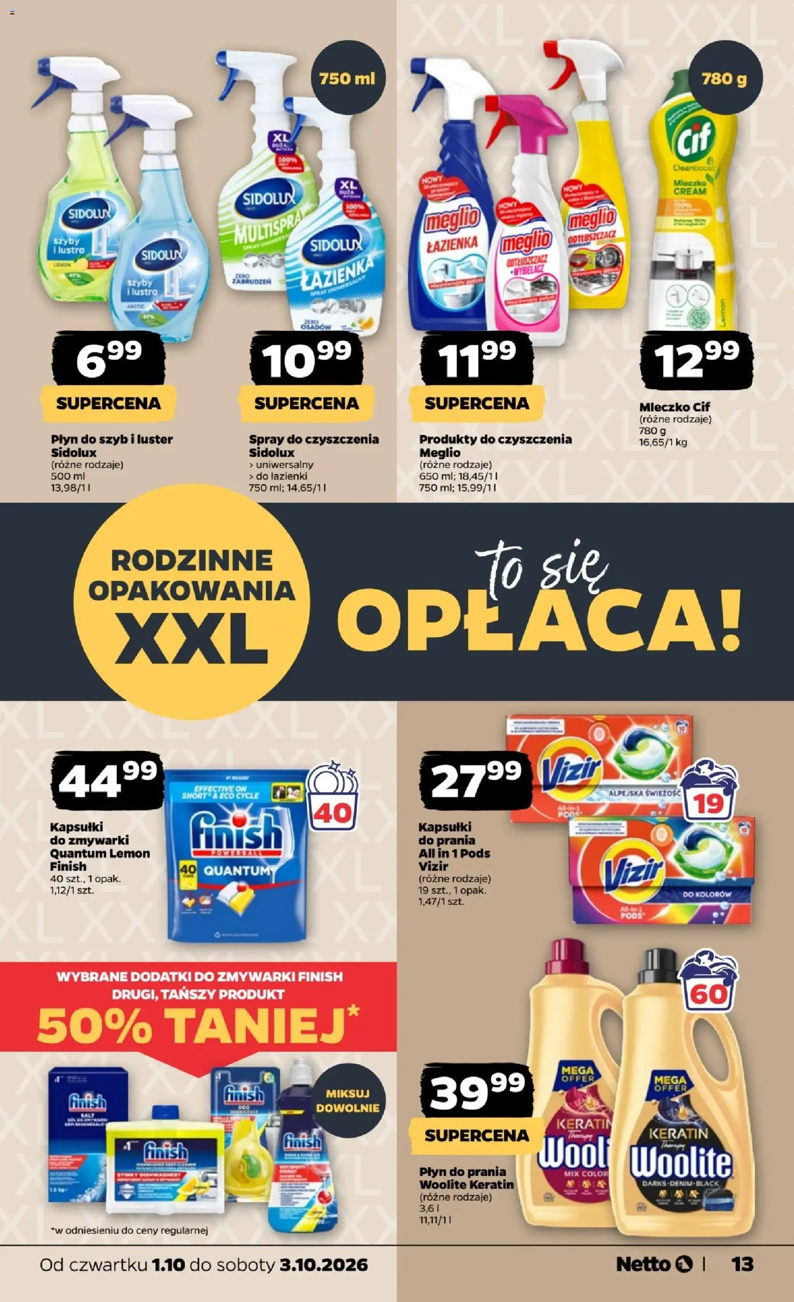 Netto gazetka od czwartku od 01.10.2026 | Strona: 13 | Produkty: Kapsułki, Vizir kapsułki, Cif mleczko, Kapsułki do zmywarki
