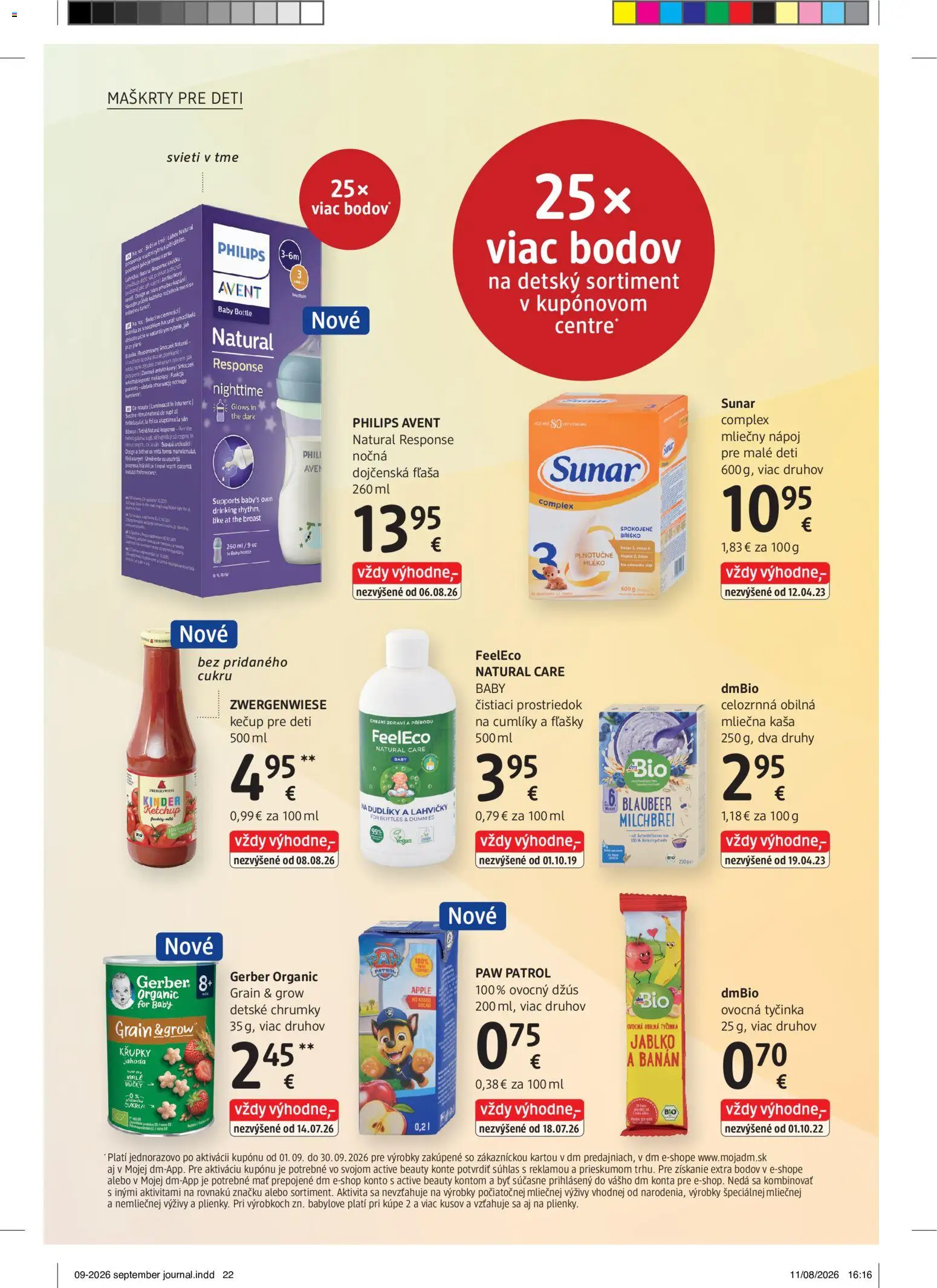 Nové dm drogerie akcie – leták je platný od 01.09.2026 | Strana: 22 | Produkty: Apple, Sunar, Čistiaci prostriedok, Kaša