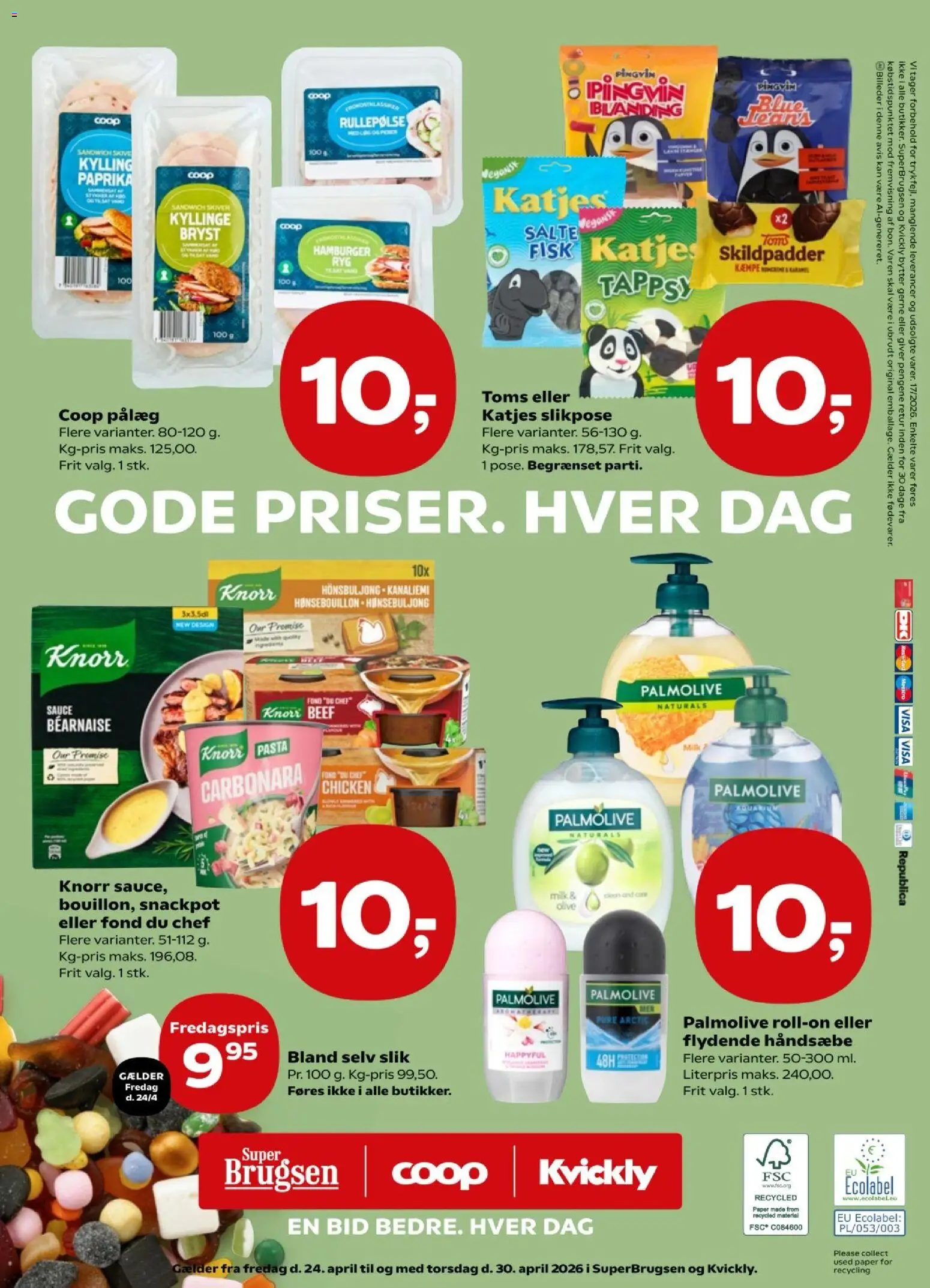 Kvickly tilbudsavis – gyldig fra 24.04.2026 | Side: 50 | Produkter: Slik, Pasta, Pålæg, Rullepølse