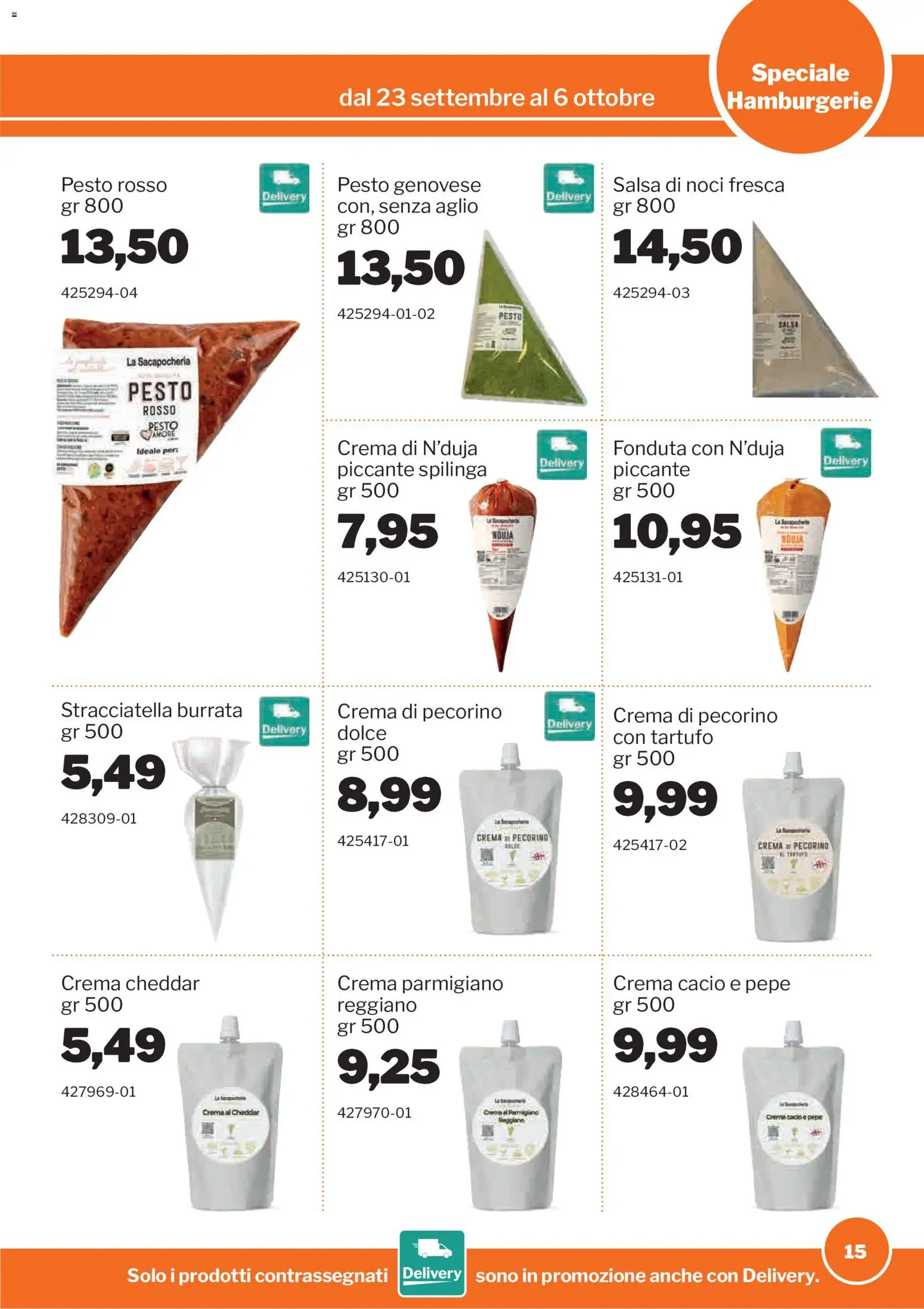 Volantino Sogegross del 23/09/2026 | Pagina: 15 | Prodotti: Crema, Salsa, Noci, Parmigiano