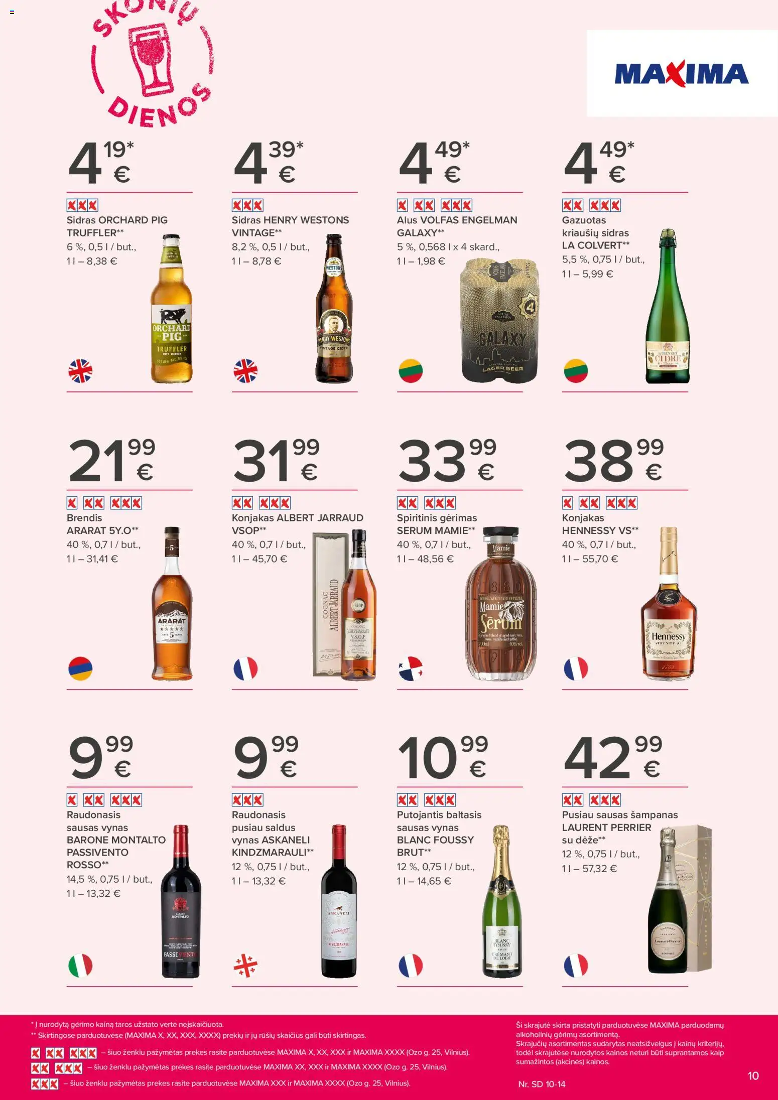 MAXIMA akcijos nuo 2026.10.01 | Puslapis: 10 | Prekių: Dėžė, Vynas, Alus