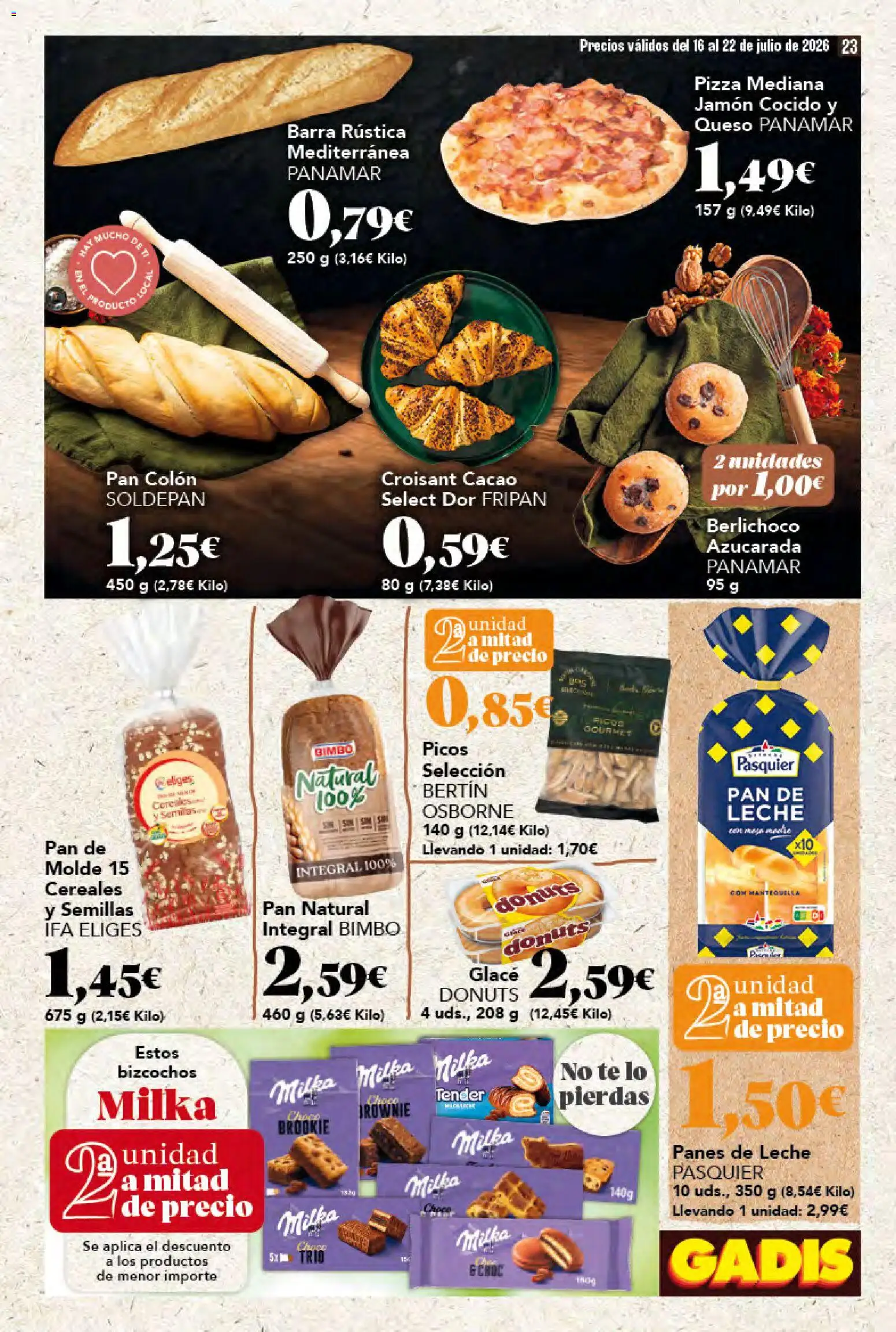 Gadis folleto │ válido desde el 16/07/2026 | Página: 23 | Productos: Jamón, Pizza, Συσκευή ροής, Donuts