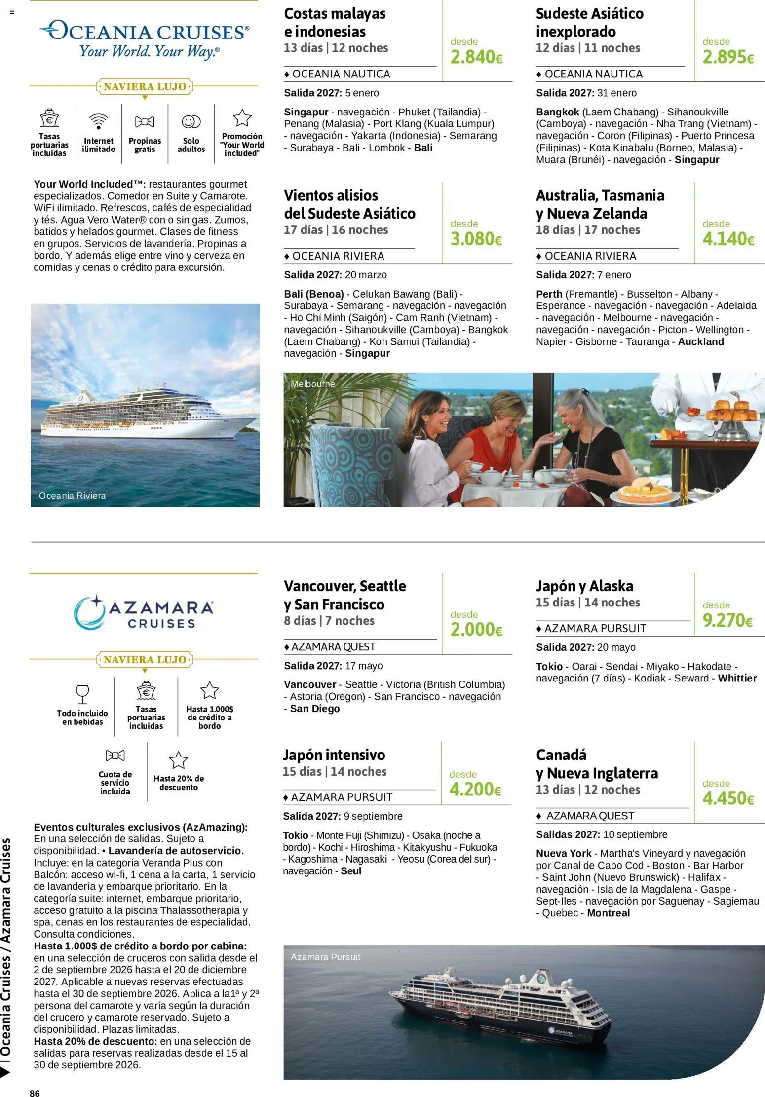 Viajes El Corte Inglés Crucero fantástico │ válido desde el 14/09/2026 | Página: 86 | Productos: Vino, Cerveza, Bebidas, Navegación