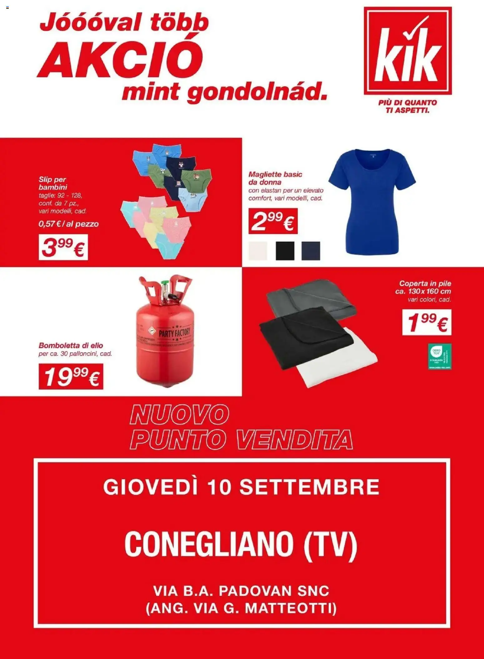 Nuovo KiK volantino Conegliano dal 07/09/2026 > offerte anteprima 🛍️ | Pagina: 1 | Prodotti: Pile, Slip, TV, Coperta