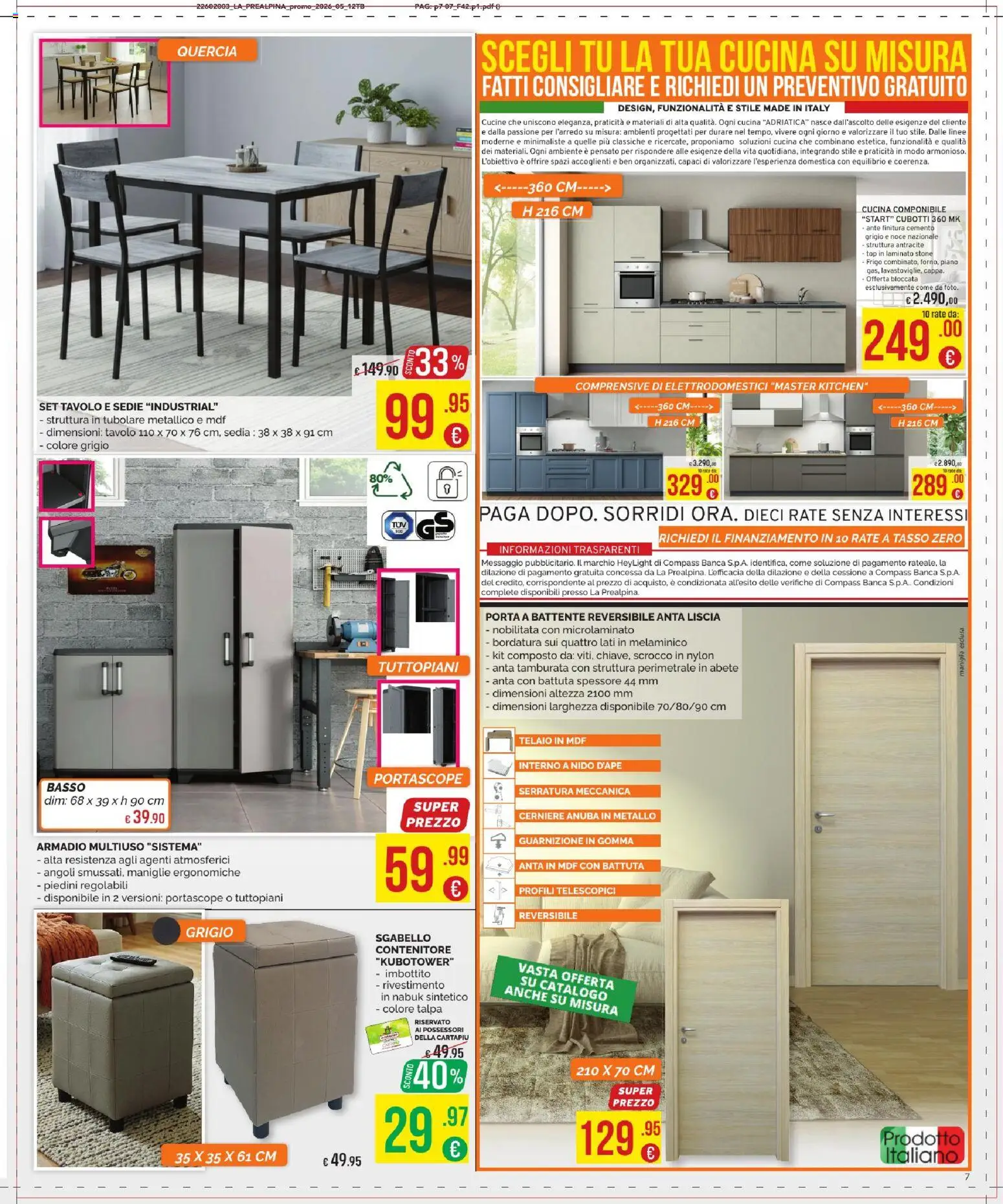Volantino La Prealpina del 03/07/2026 | Pagina: 7 | Prodotti: Cucine, Top, Contenitore, Tavolo