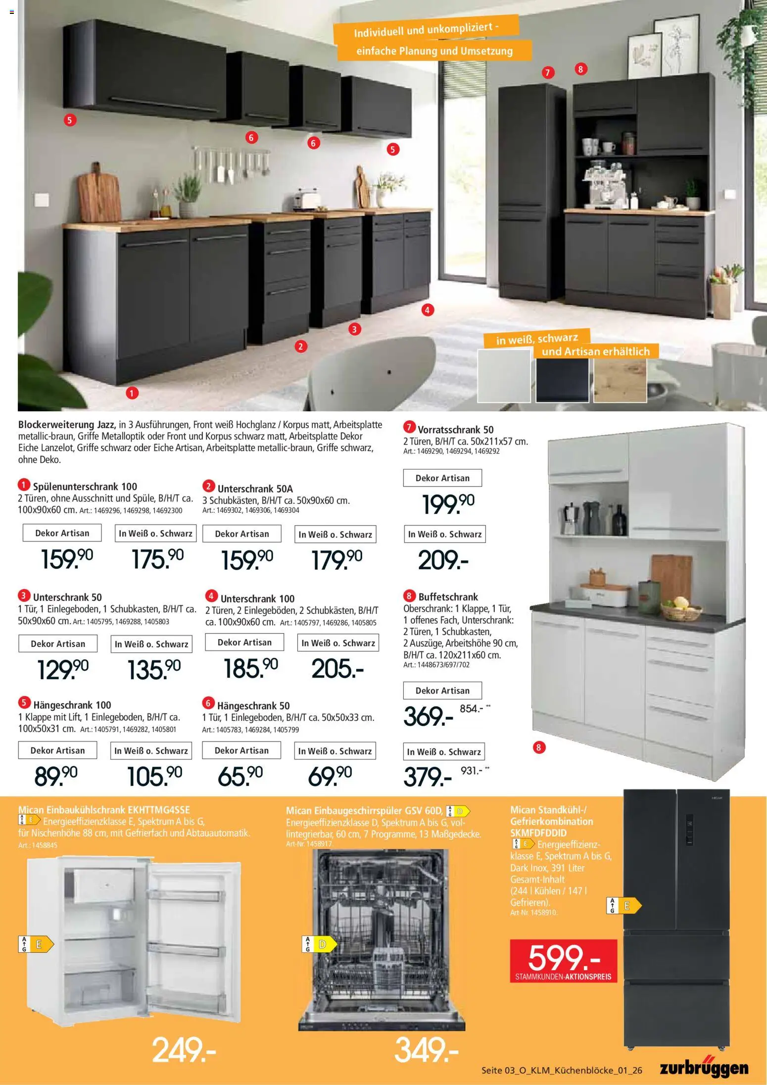Zurbrüggen Küchenblöcke – gültig ab 24.07.2026 | Seite: 3 | Produkte: Hängeschrank, Unterschrank