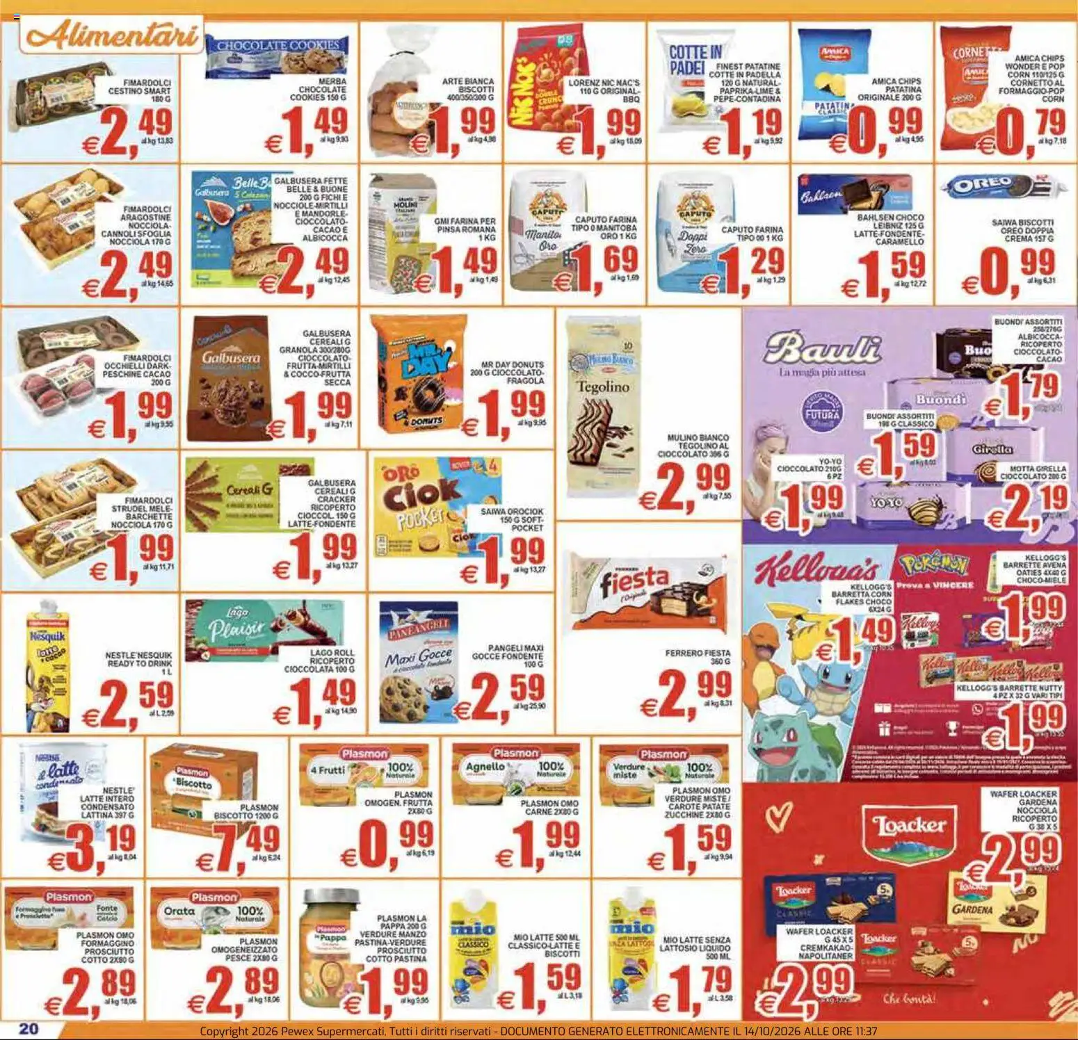 Volantino Pewex del 14/10/2026 | Pagina: 20 | Prodotti: Patatine, Biscotti, Prosciutto, Padella